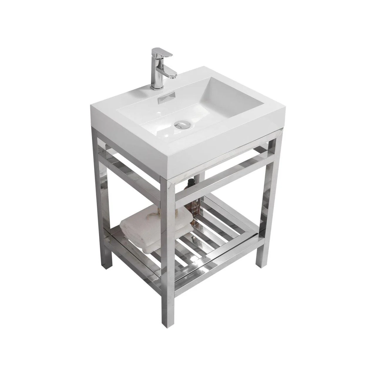 KubeBath Cisco 24 in. Stainless Steel Console with Acrylic Sink - Chrome, AC24 - Cheap Abt