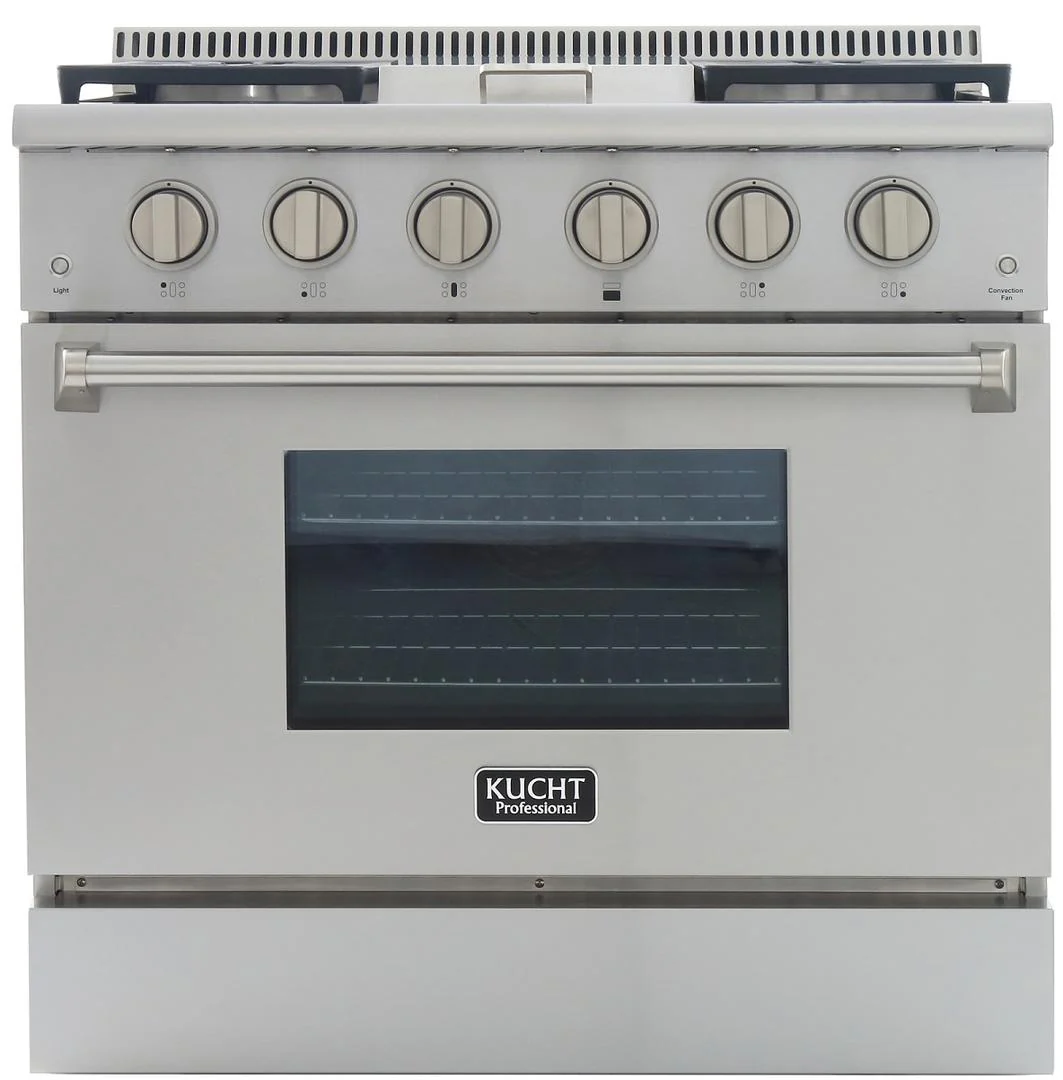 Kucht Professional 36 in. 5.2 cu ft. Natural Gas Range with Griddle and Silver Knobs, KRG3609U-S - Cheap Abt
