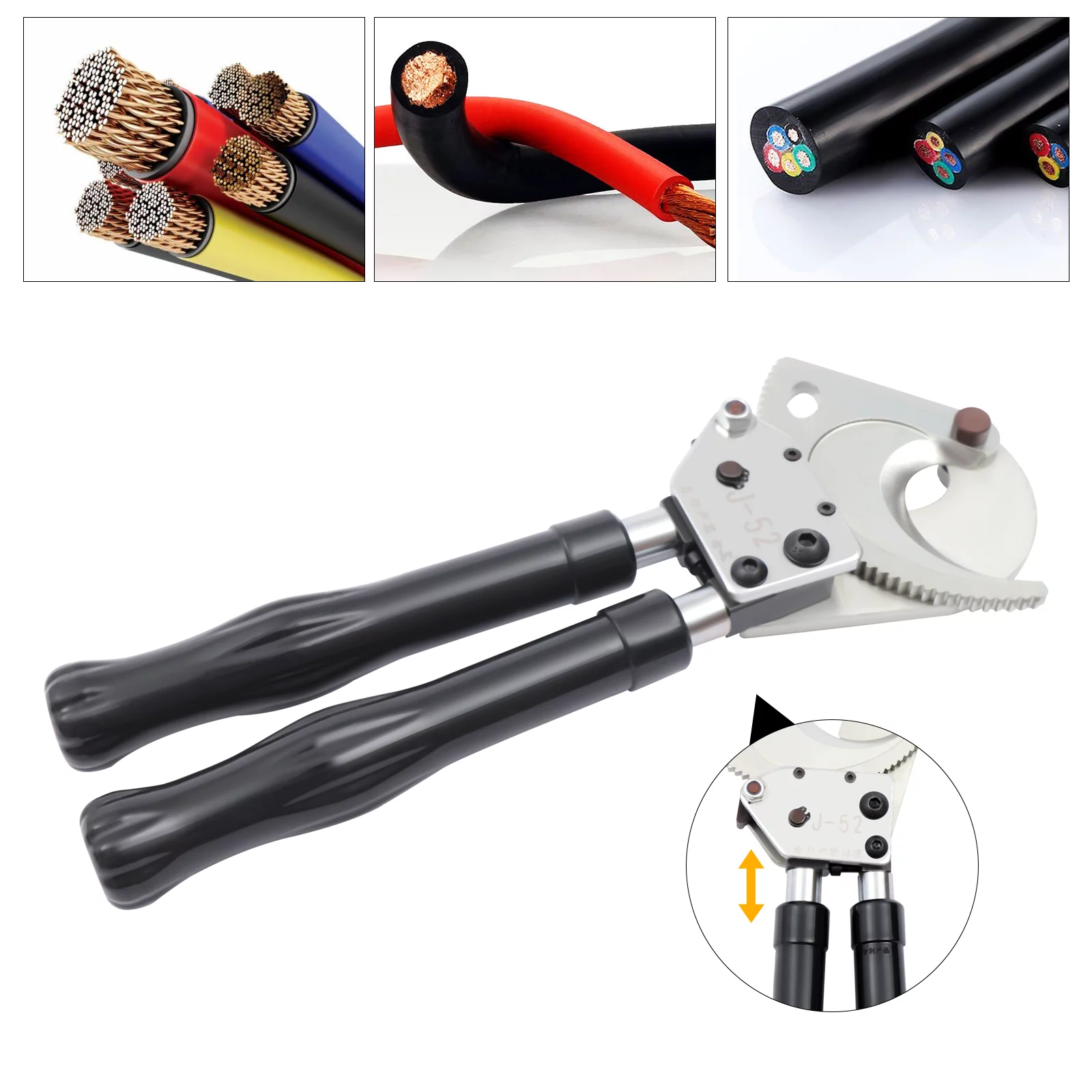 Miumaeov Ratchet Cable Cutter Ratcheting Cutter Heavy Duty Wire Cutter Tool Cut up to Φ50mm for Copper Aluminum Core Armored Cable (J52) - Cheap Abt