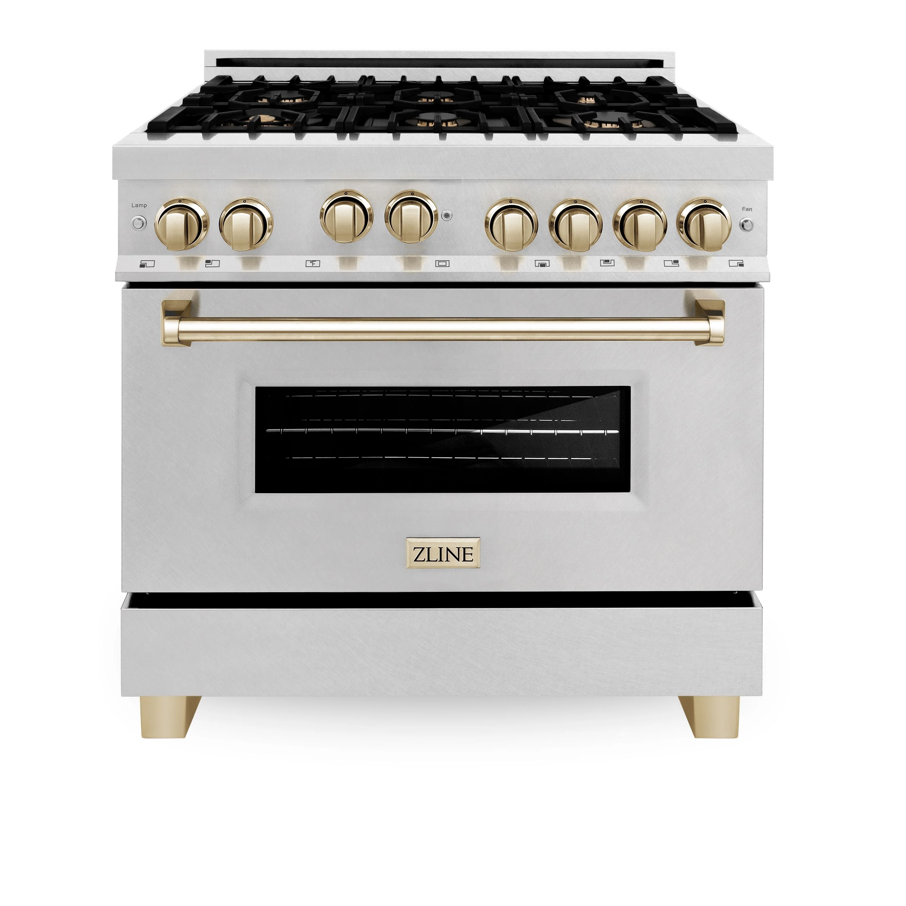 ZLINE Autograph Edition 36 in. Gas Burner/Gas Oven Range in DuraSnow® with Gold Accents, RGSZ-SN-36-G - Cheap Abt