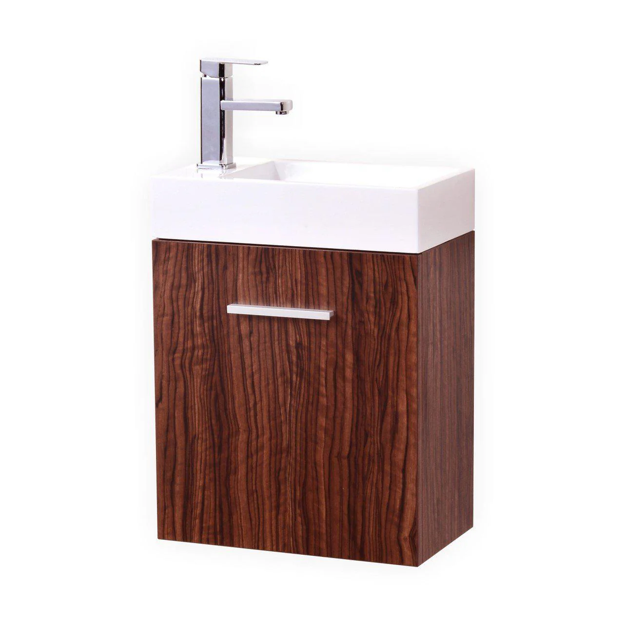Bliss 18 in. Wall Mount Modern Bathroom Vanity - Walnut - Cheap Abt