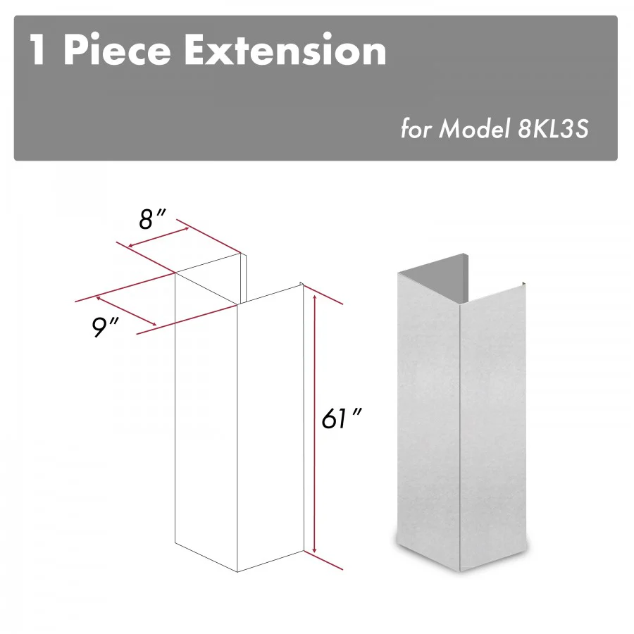 ZLINE 61 in. Snow Finished Stainless Steel Chimney Extension for Ceilings up to 12.5 ft. (8KL3S-E) - Cheap Abt