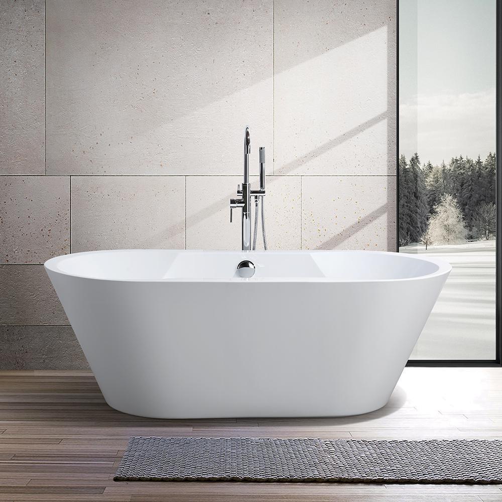 Vanity Art Beziers 67 in. Acrylic Flatbottom Freestanding Bathtub in White, VA6804 - Cheap Abt