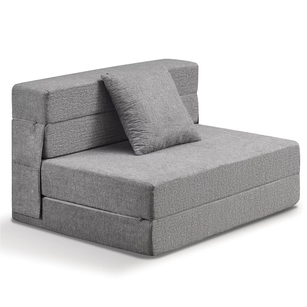 Z-hom Folding Sofa Bed.Adjustable 6 Floor Couch Memory Foam Mattress Convertible Sleeper Chair with Pillow & Washable Cover Twin Size.Ligth Grey - Cheap Abt