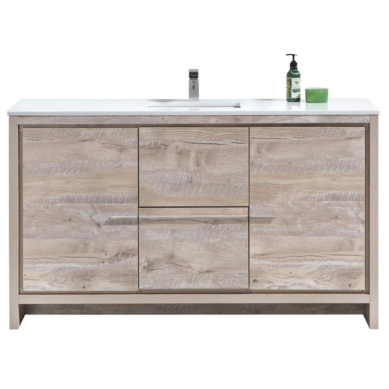 KubeBath Dolce 60 in. Modern Bathroom Vanity with White Quartz Counter Top - Nature Wood, AD660SNW - Cheap Abt