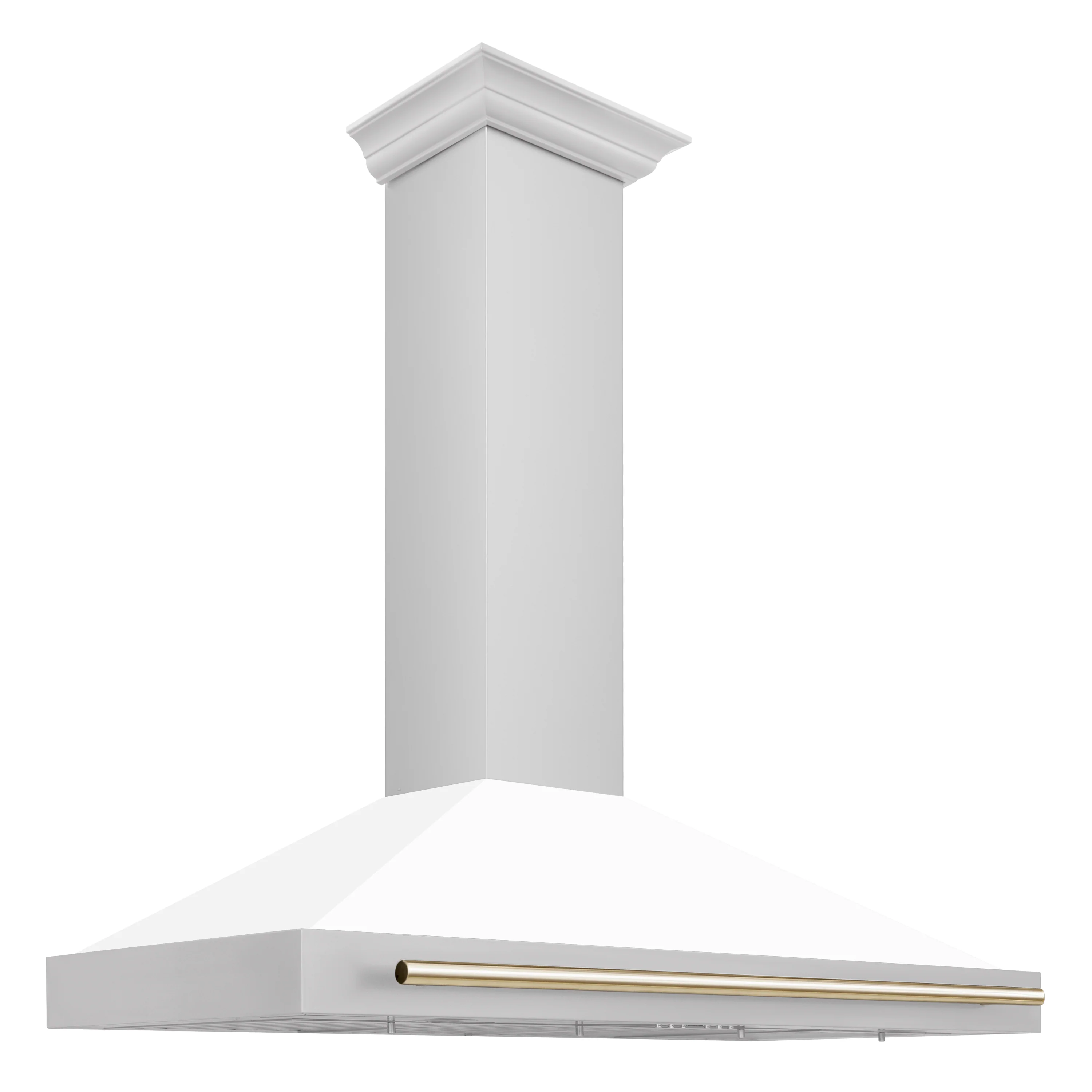 ZLINE 48 Inch Autograph Edition Stainless Steel Range Hood with White Matte Shell and Gold Handle, KB4STZ-WM48-G - Cheap Abt