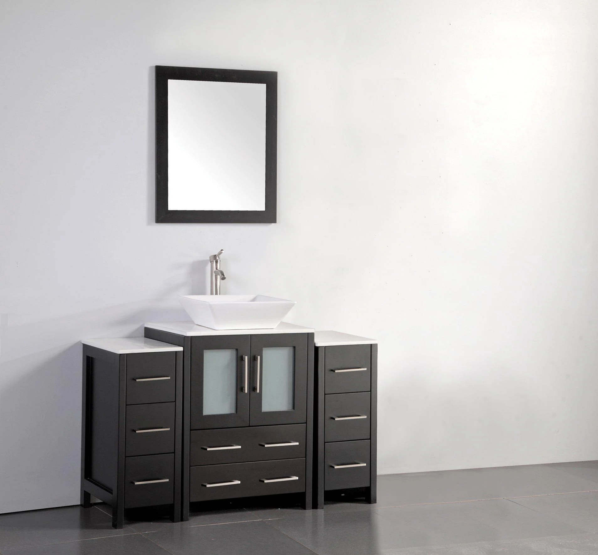 Vanity Art 48 in. H Bathroom Vanity in Espresso with Single Basin Vanity Top in White Ceramic and Mirror, VA3124-48E - Cheap Abt