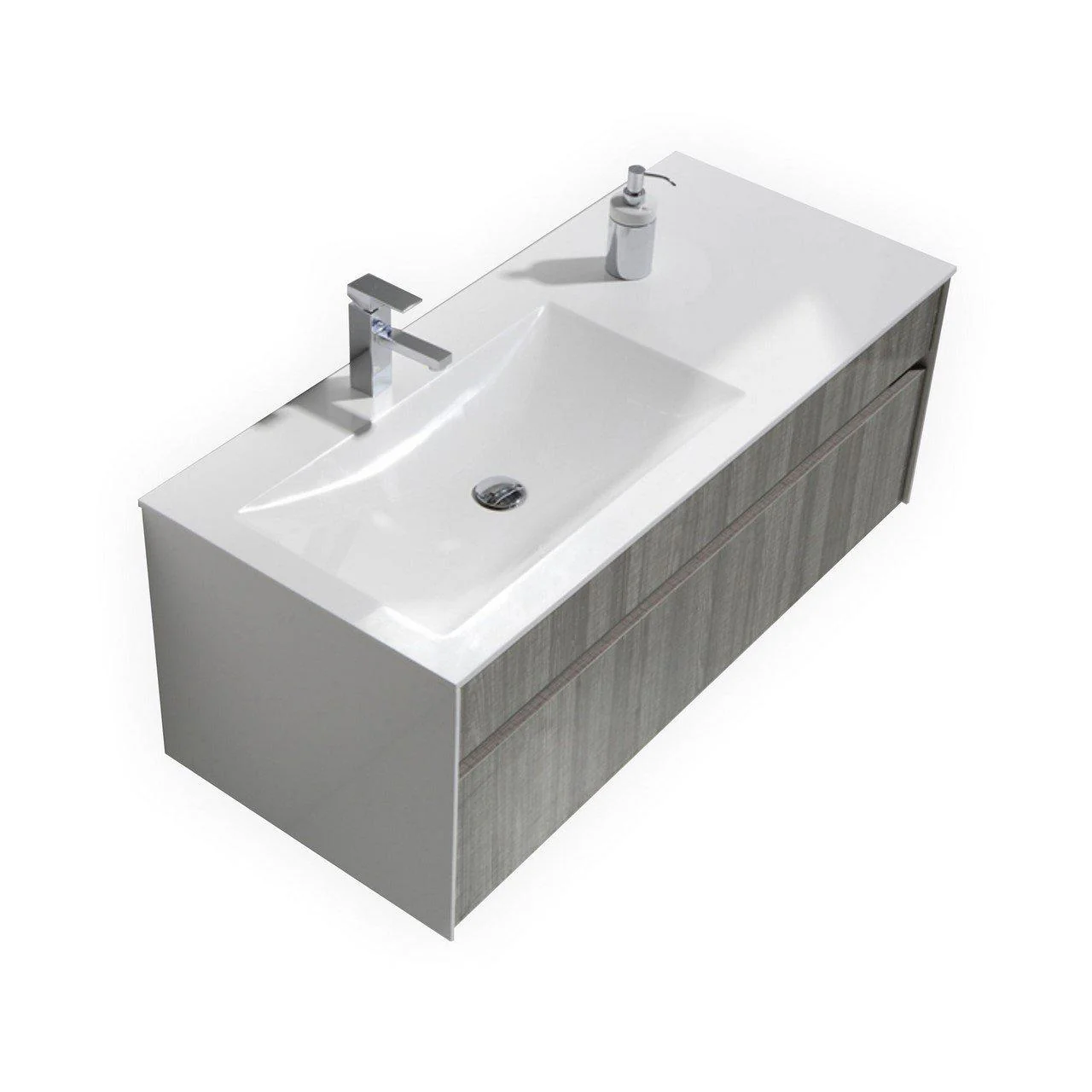 KubeBath Fitto 48 in. Ash Gray Wall Mount Modern Bathroom Vanity - Single Sink, S1200SHGASH - Cheap Abt