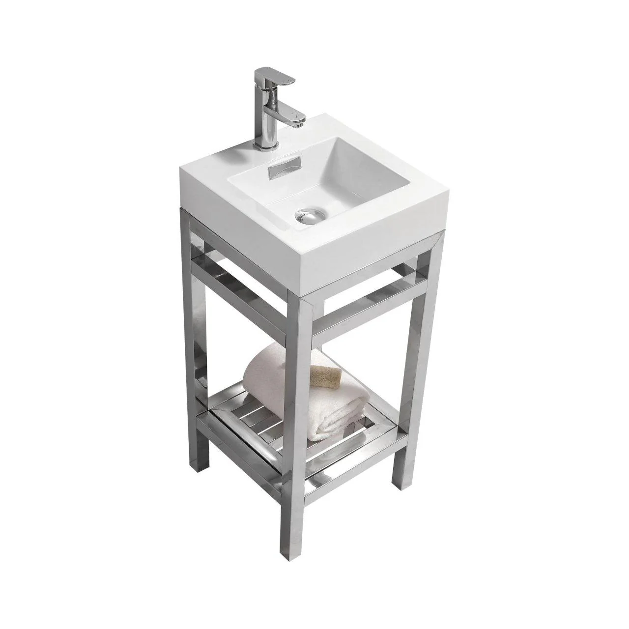 KubeBath Cisco 16 in. Stainless Steel Console with Acrylic Sink - Chrome, AC16 - Cheap Abt