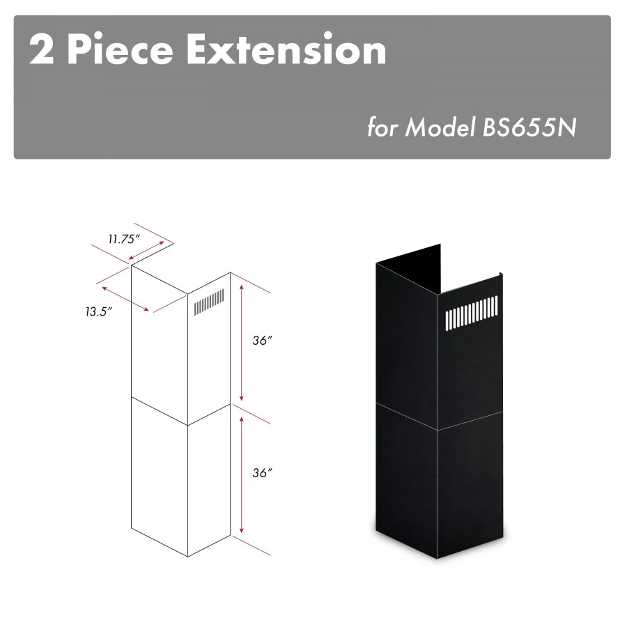 ZLINE 2-36 in. Chimney Extensions for 10 ft. to 12 ft. Ceilings (2PCEXT-BS655N) - Cheap Abt