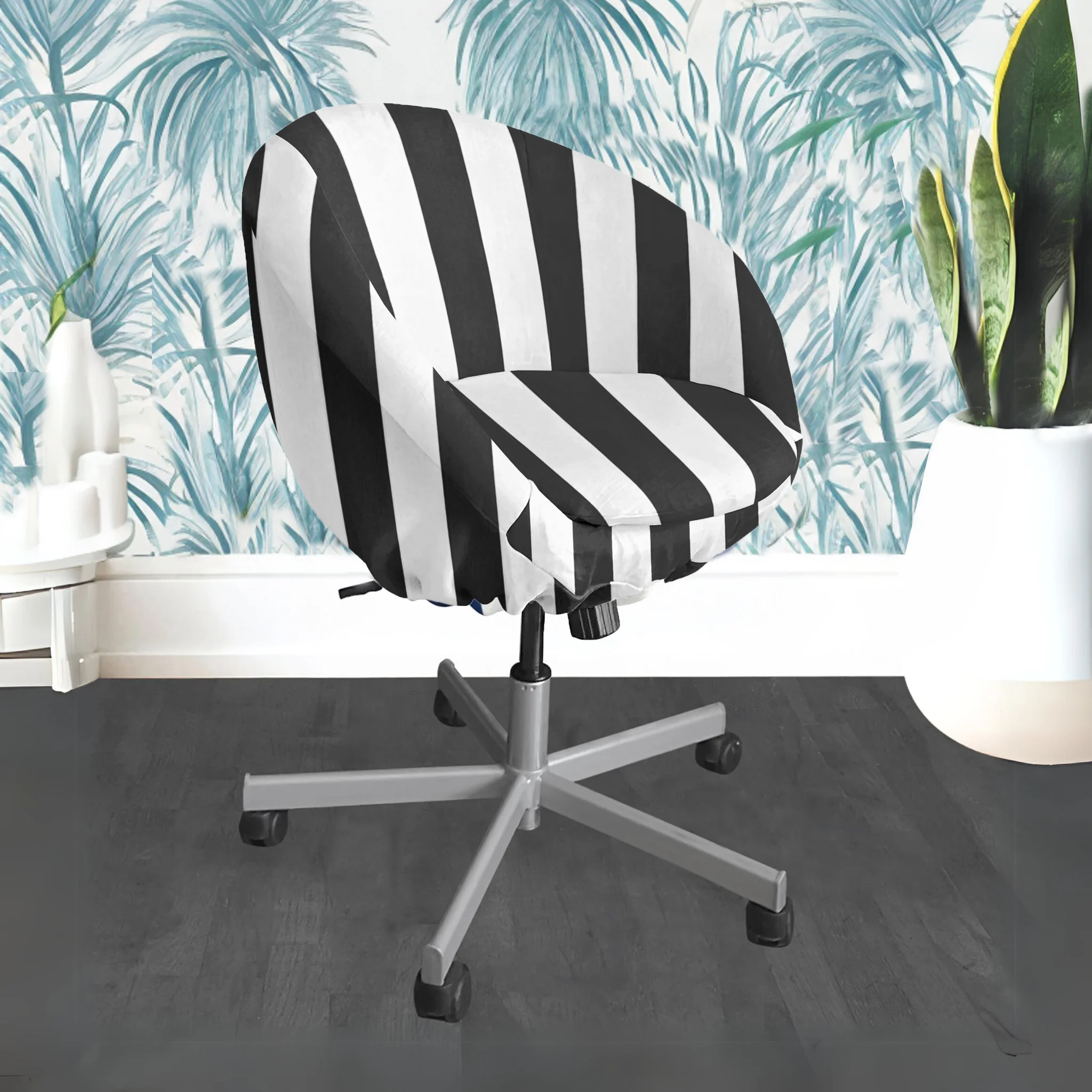 Compatible with IKEA SKRUVSTA. Black Stripe Swivel Chair Cover - Cheap Abt