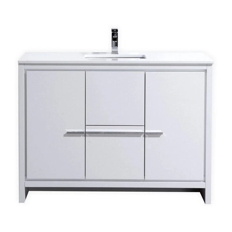 KubeBath Dolce 48 in. Double Sink Modern Bathroom Vanity with White Quartz Counter Top - High Gloss White, AD648DGW - Cheap Abt