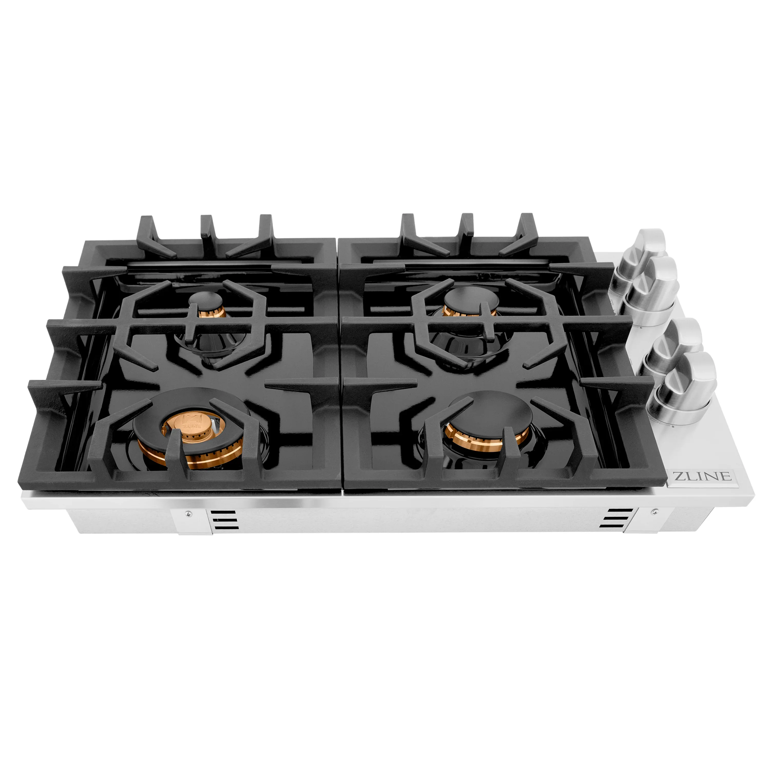 ZLINE 30 in. Dropin Cooktop with 4 Gas Brass Burners and Black Porcelain Top, RC-BR-30-PBT - Cheap Abt