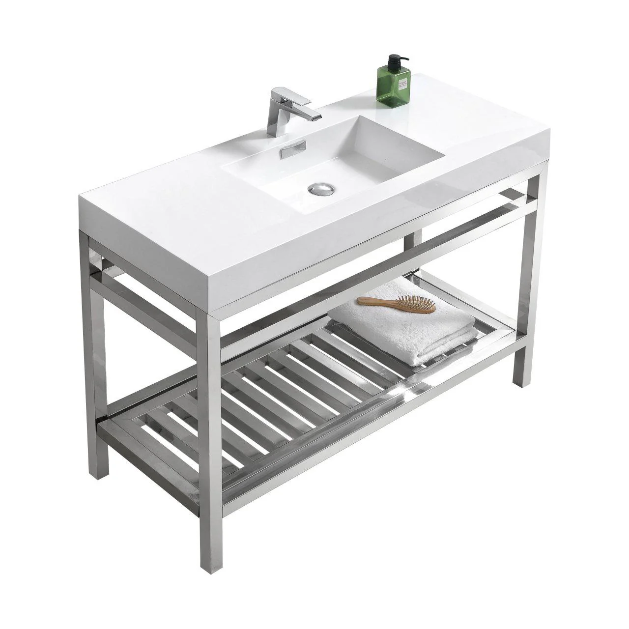 KubeBath Cisco 48 in. Stainless Steel Console with Acrylic Sink - Chrome, AC48 - Cheap Abt