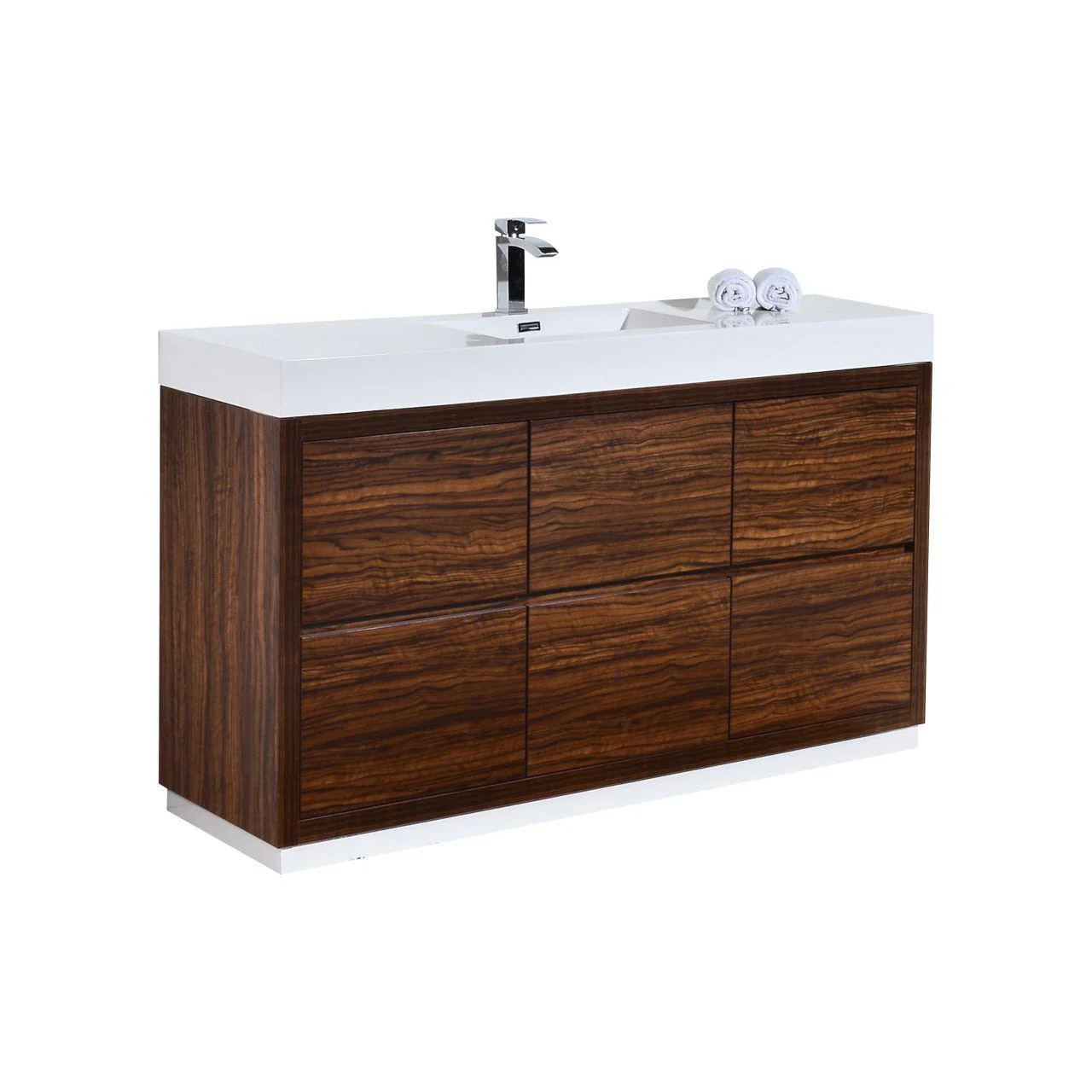 KubeBath Bliss 60 in. Single Sink Free Standing Modern Bathroom Vanity - Walnut, FMB60S-WNT - Cheap Abt