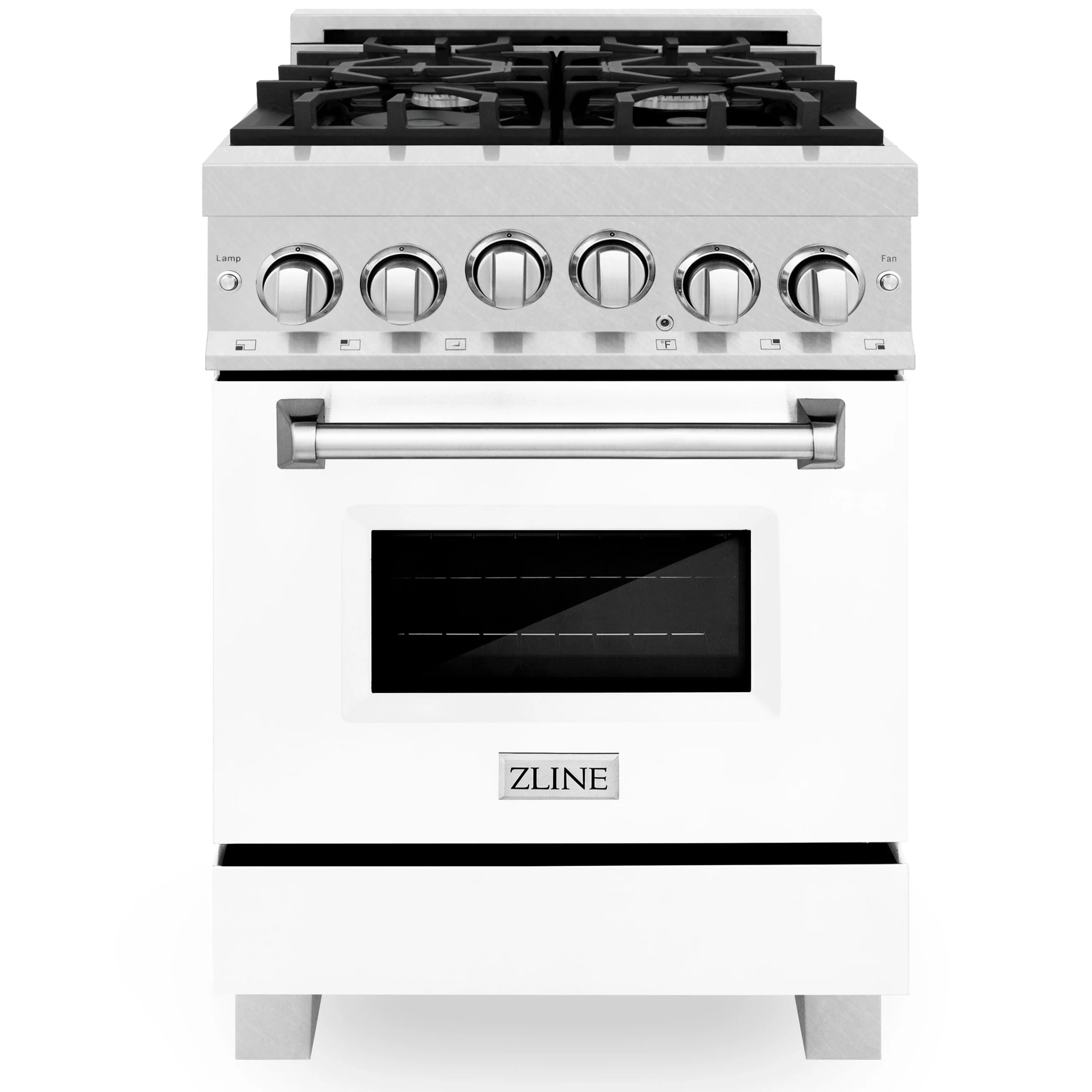 ZLINE 24 Inch 2.8 cu. ft. Range with Gas Stove and Gas Oven in DuraSnow® Stainless Steel and White Matte Door, RGS-WM-24 - Cheap Abt