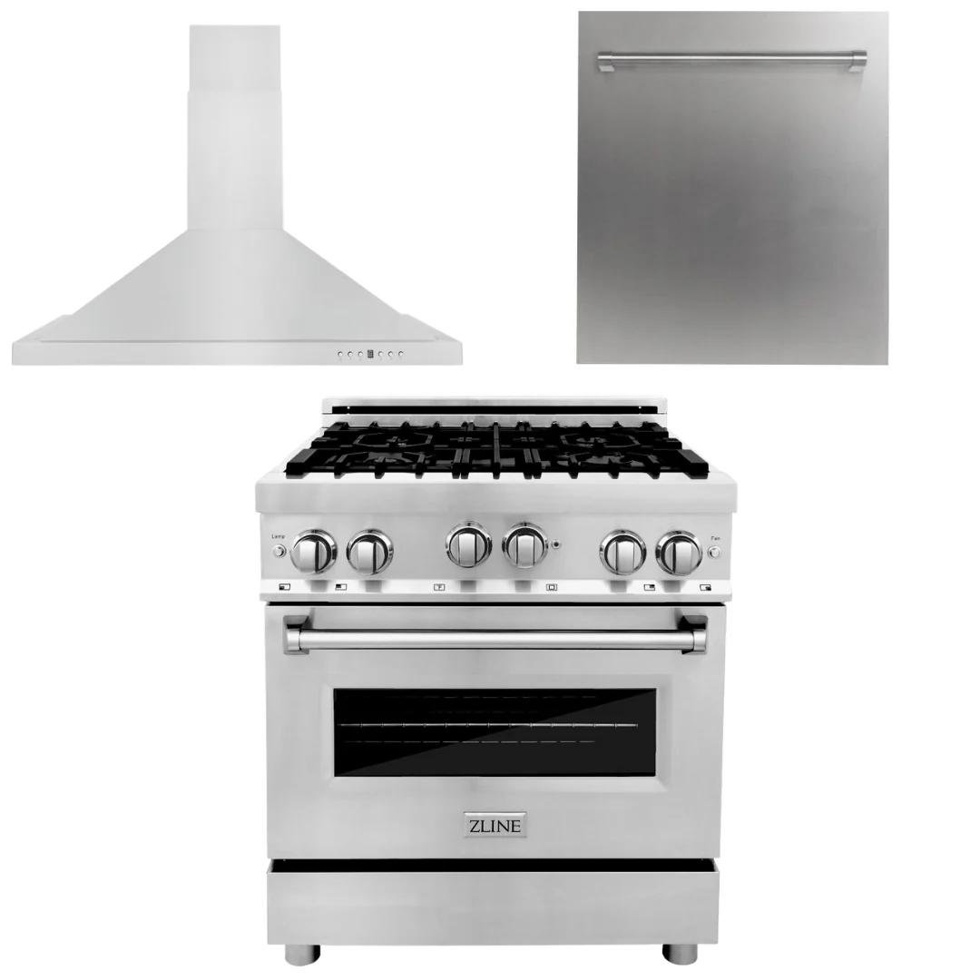 ZLINE Appliance Package - 30 in. Gas Range, Range Hood, Dishwasher, 3KP-SGRRH30-DW - Cheap Abt