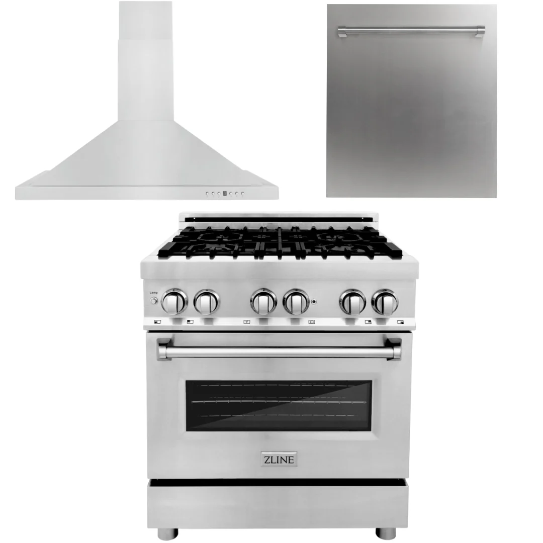 ZLINE Appliance Package - 30 in. Dual Fuel Range, 30 in. Range Hood, Dishwasher, 3KP-RARH30-DW - Cheap Abt