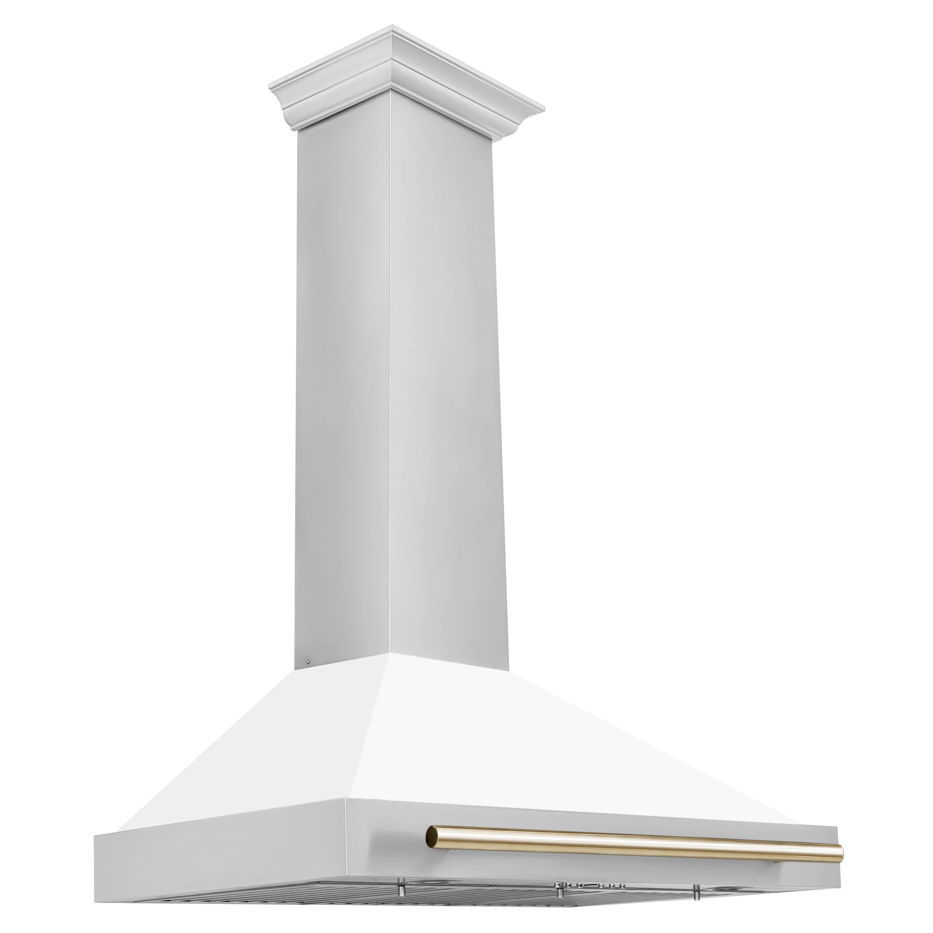 ZLINE 36 Inch Autograph Edition Stainless Steel Range Hood with a Matte White Shell and Gold Handle, KB4STZ-WM36-G - Cheap Abt