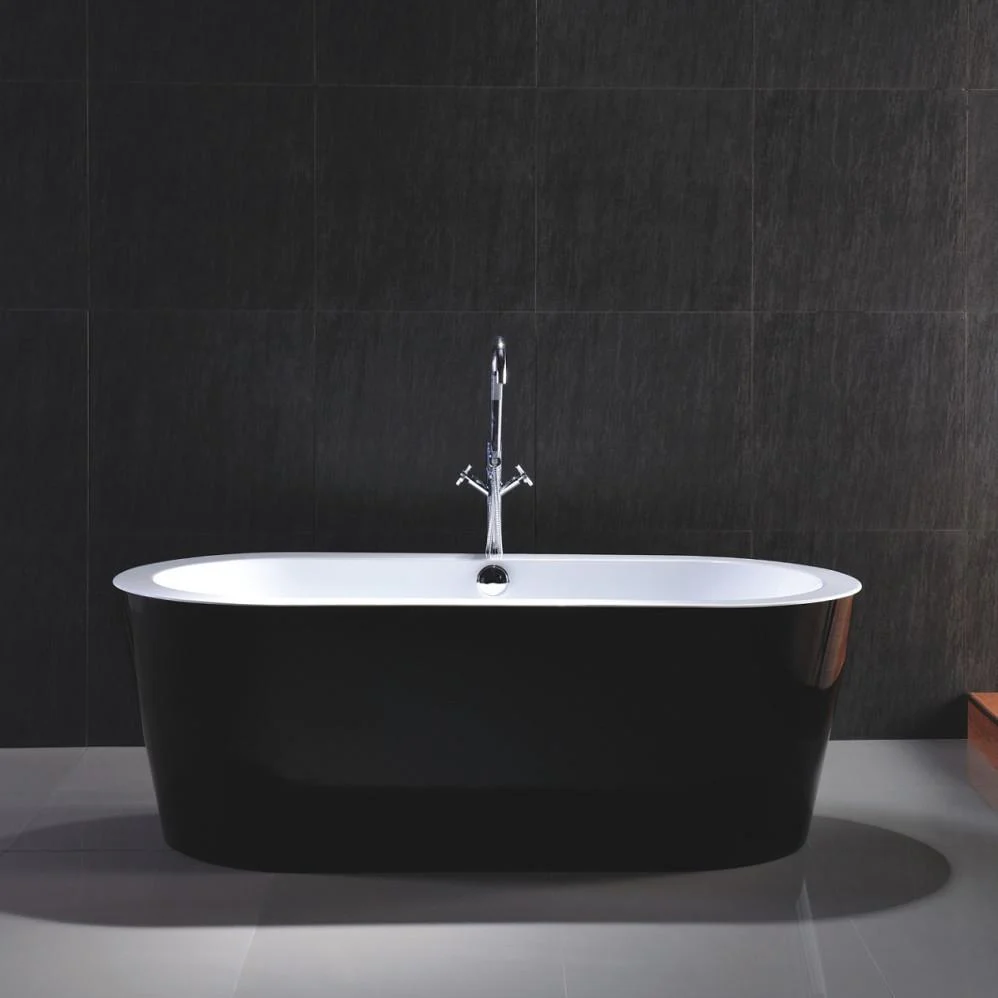 Vanity Art Cholet 67 in. Acrylic Flatbottom Freestanding Bathtub in Black and White, VA6812-BL - Cheap Abt