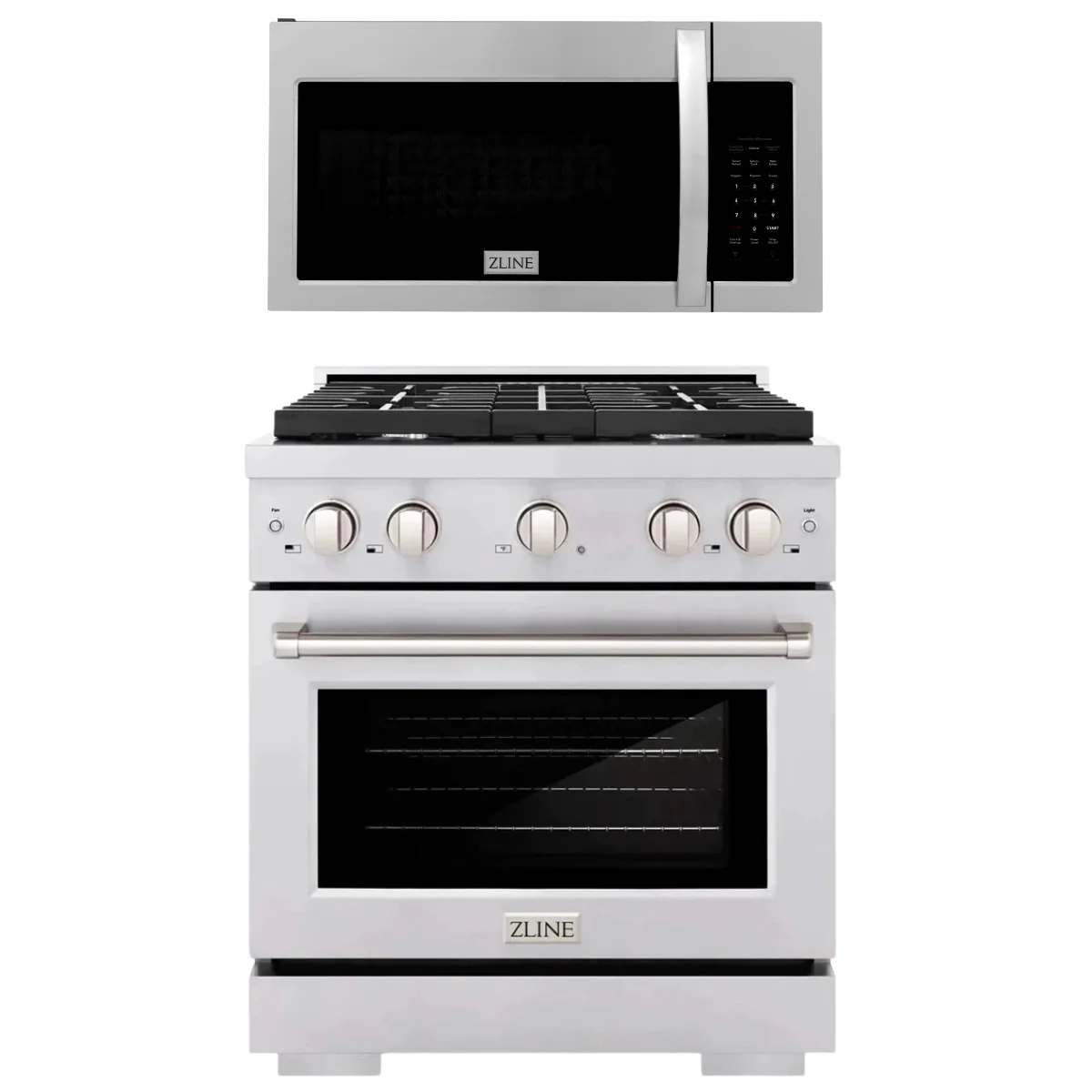 ZLINE Appliance Package - 30 Inch Gas Range and Over-the-Range Microwave, 2KP-SGROTR30 - Cheap Abt