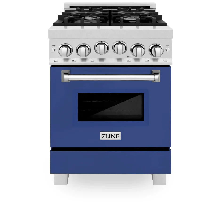 ZLINE 24 In. Professional Gas Range In Stainless Steel With Blue Matte Door, RG-BM-24 - Cheap Abt