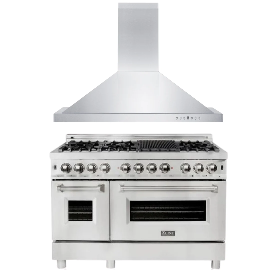 ZLINE Appliance Package 2 Piece Bundle - 48 in. Dual Fuel Range & 48 in. Range Hood, AB-RA48 - Cheap Abt