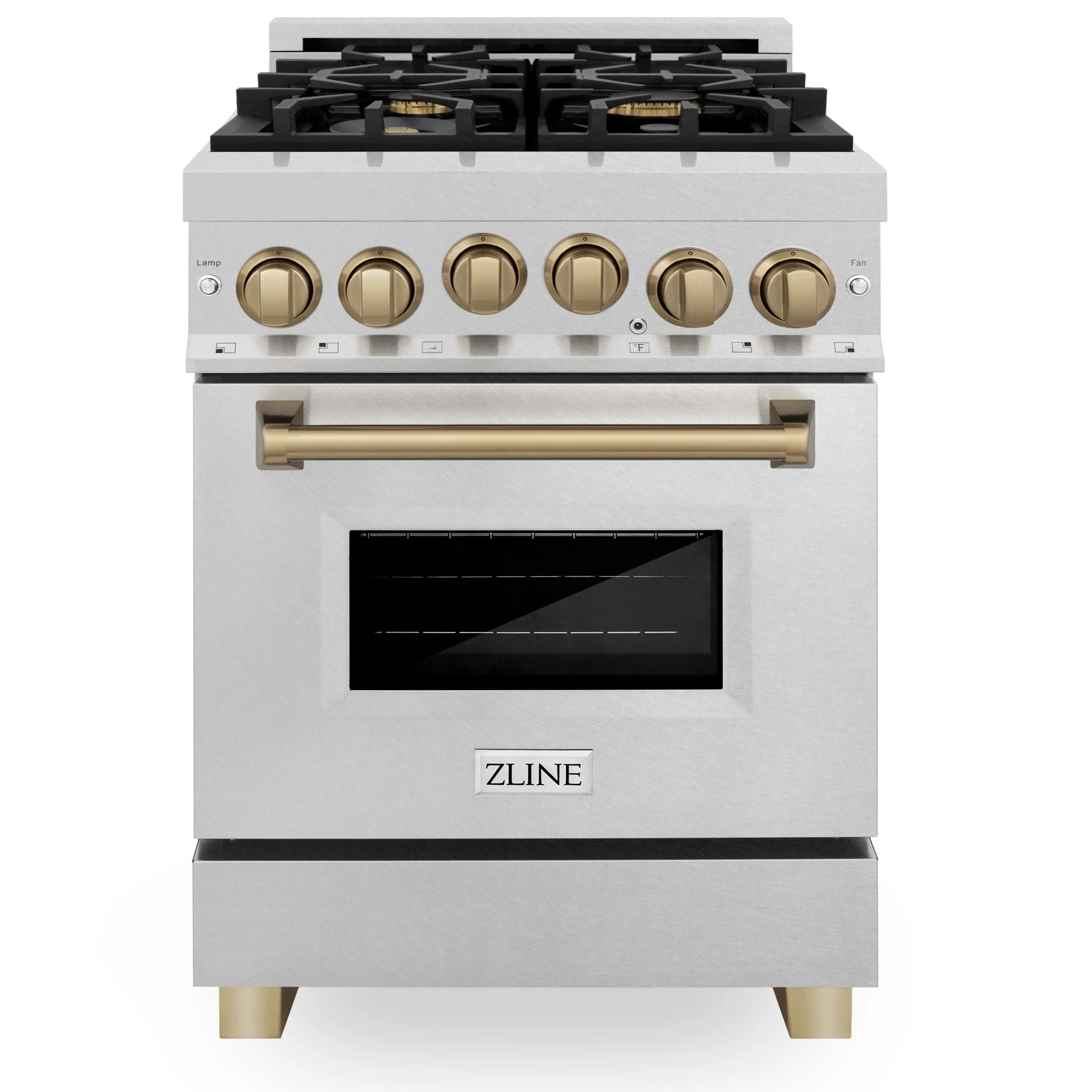 ZLINE Autograph Edition 24 in. Range with Gas Burner and Gas Oven in DuraSnow® Stainless Steel with Champagne Bronze Accents, RGSZ-SN-24-CB - Cheap Abt
