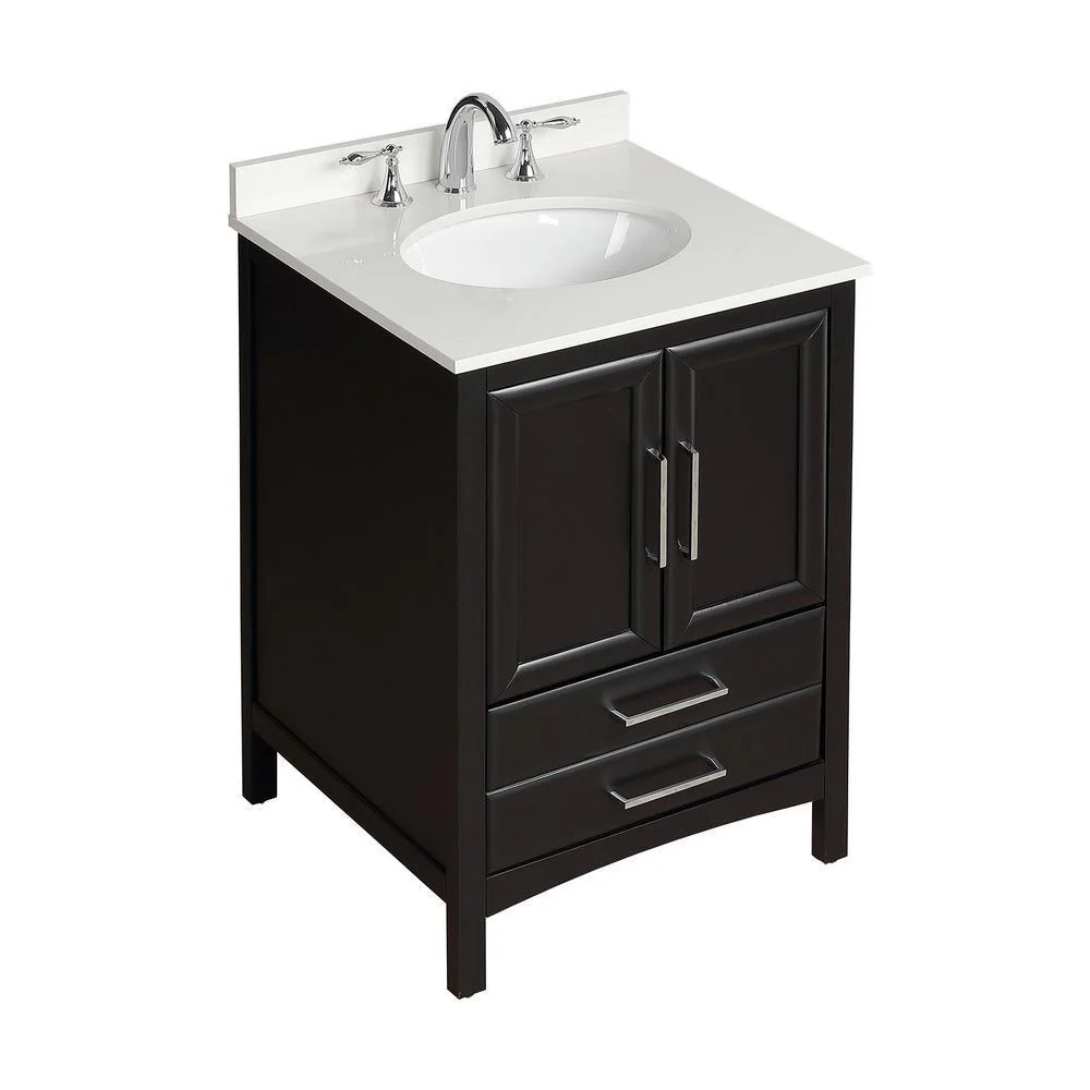 Vanity Art 24 in. Bath Vanity in Espresso with Vanity Top in White Cultured Marble with White Basin, VA3224E - Cheap Abt