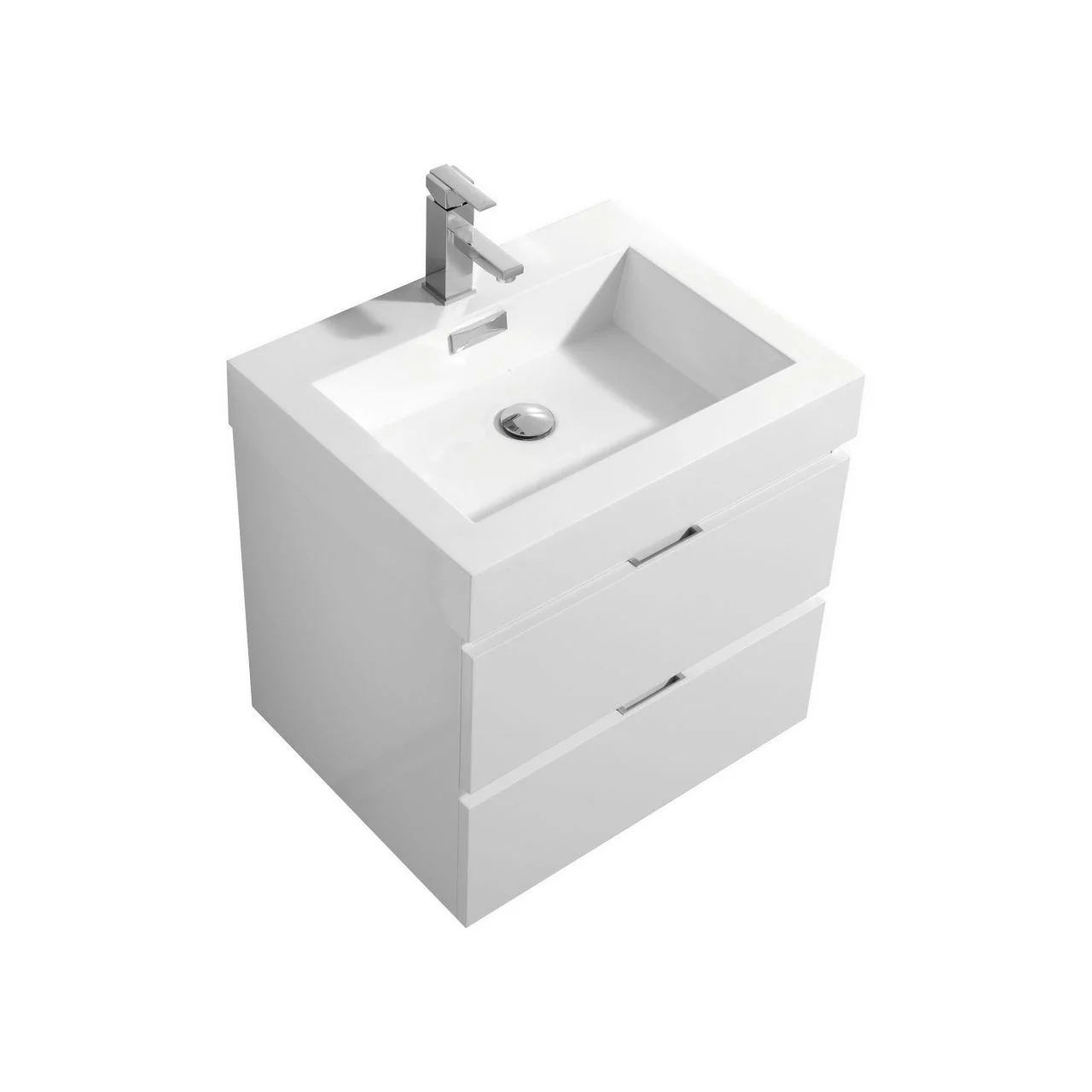 Bliss 24 in. Wall Mount Modern Bathroom Vanity - High Gloss White - Cheap Abt