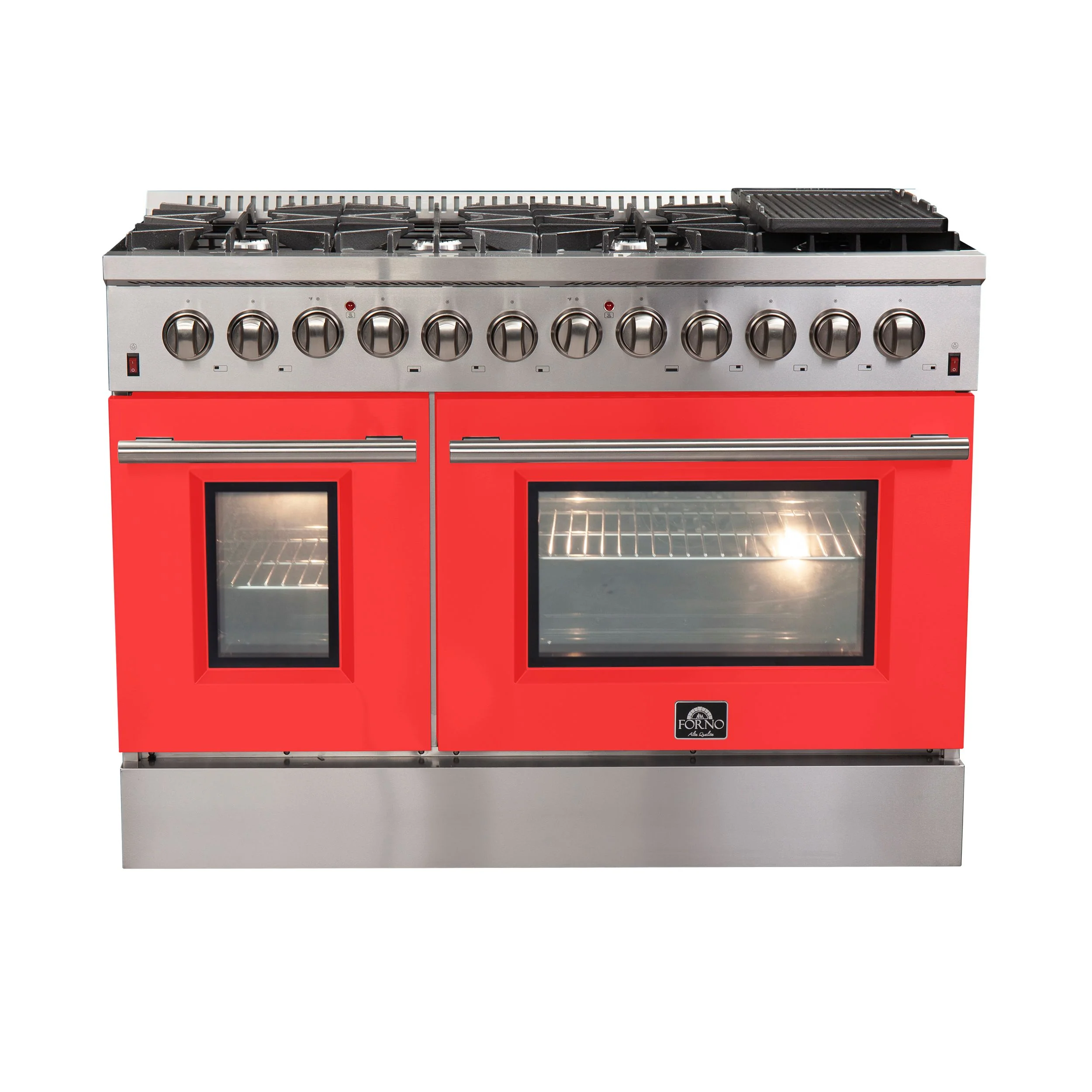Forno 48 Inch Professional Freestanding Dual Fuel Range in Red, FFSGS6156-48RED - Cheap Abt