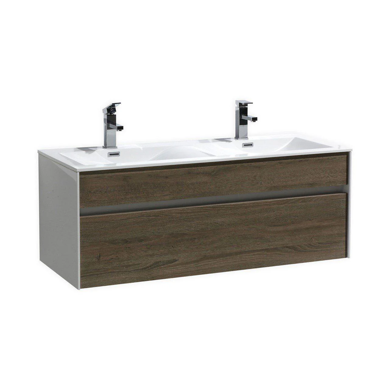 KubeBath Fitto 48 in. Havana Oak Wall Mount Modern Bathroom Vanity - Double Sink, S1200DCO - Cheap Abt