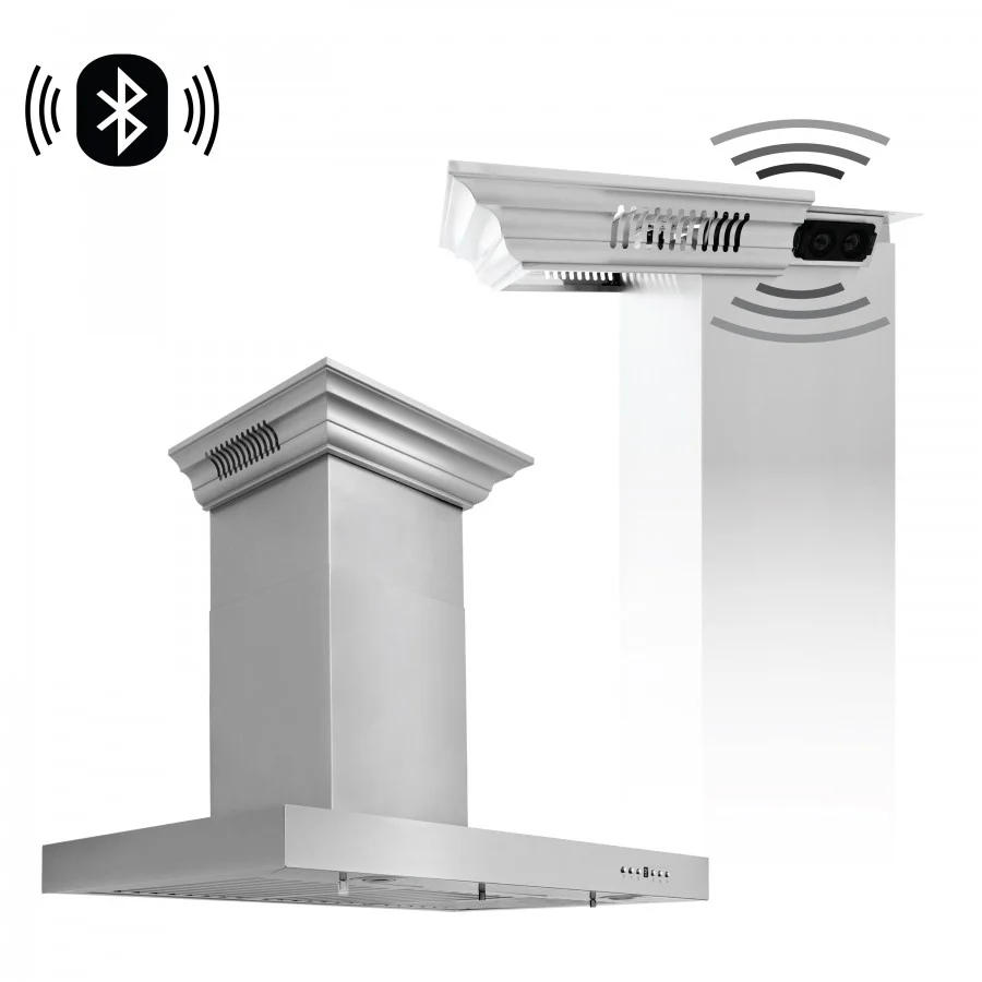 ZLINE 30 in. Stainless Steel Wall Range Hood with Built-in CrownSound® Bluetooth Speakers, KECRN-BT-30 - Cheap Abt