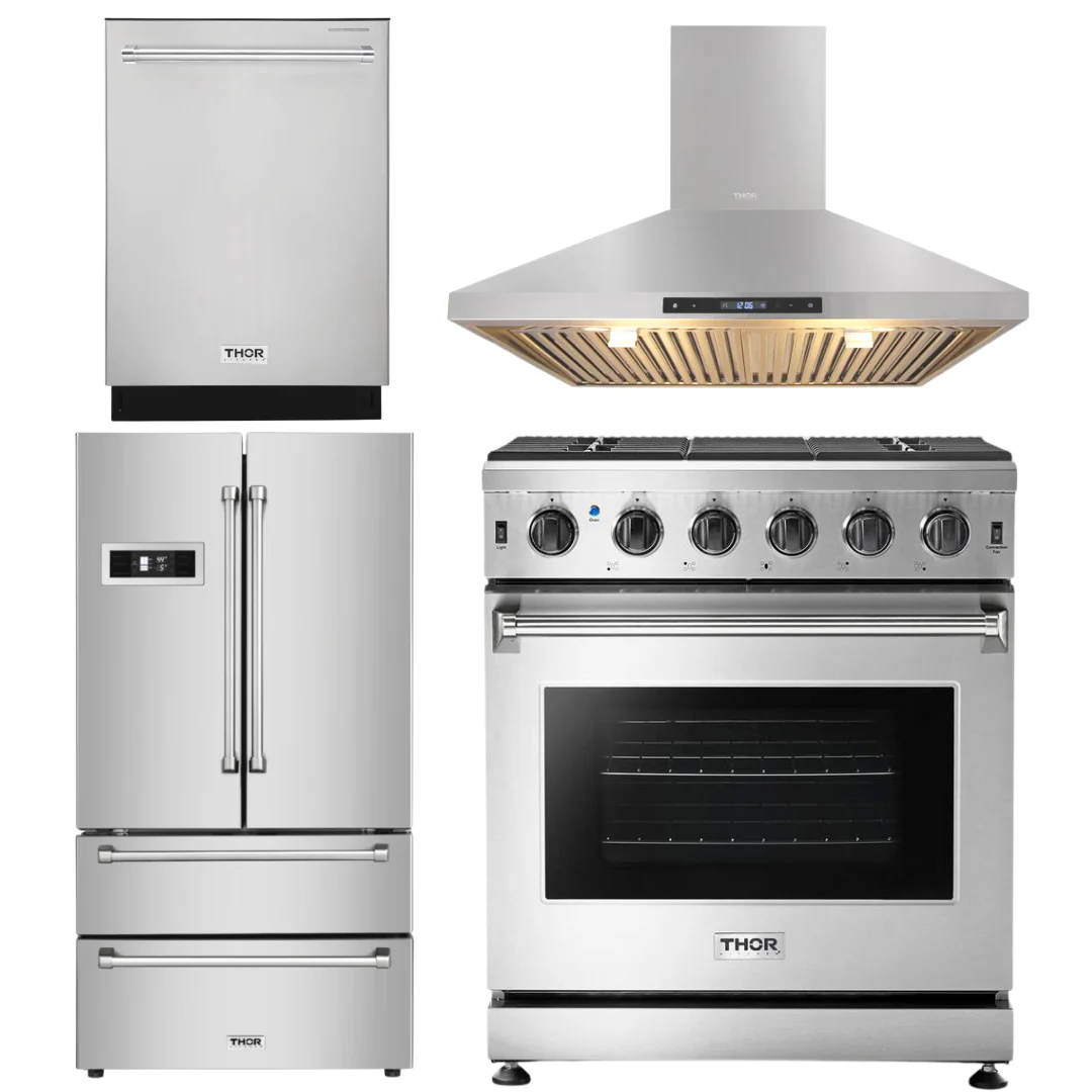 Thor Kitchen 30 in. Propane Gas Range, Range Hood, Dishwasher and Refrigerator, AP-LRG3001ULP-3 - Cheap Abt