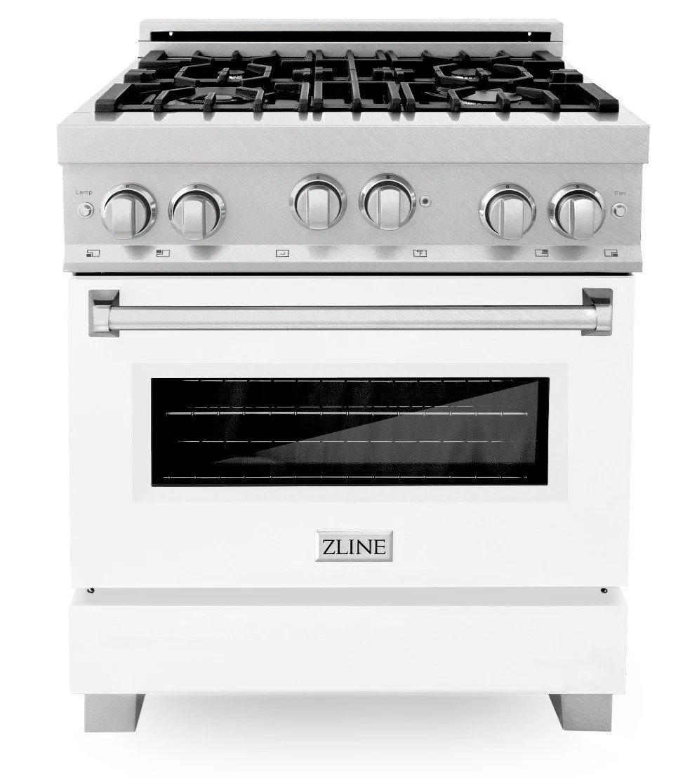 ZLINE 30 in. Professional Gas on Gas Range in DuraSnow® Stainless Steel with White Matte Door, RGS-WM-30 - Cheap Abt