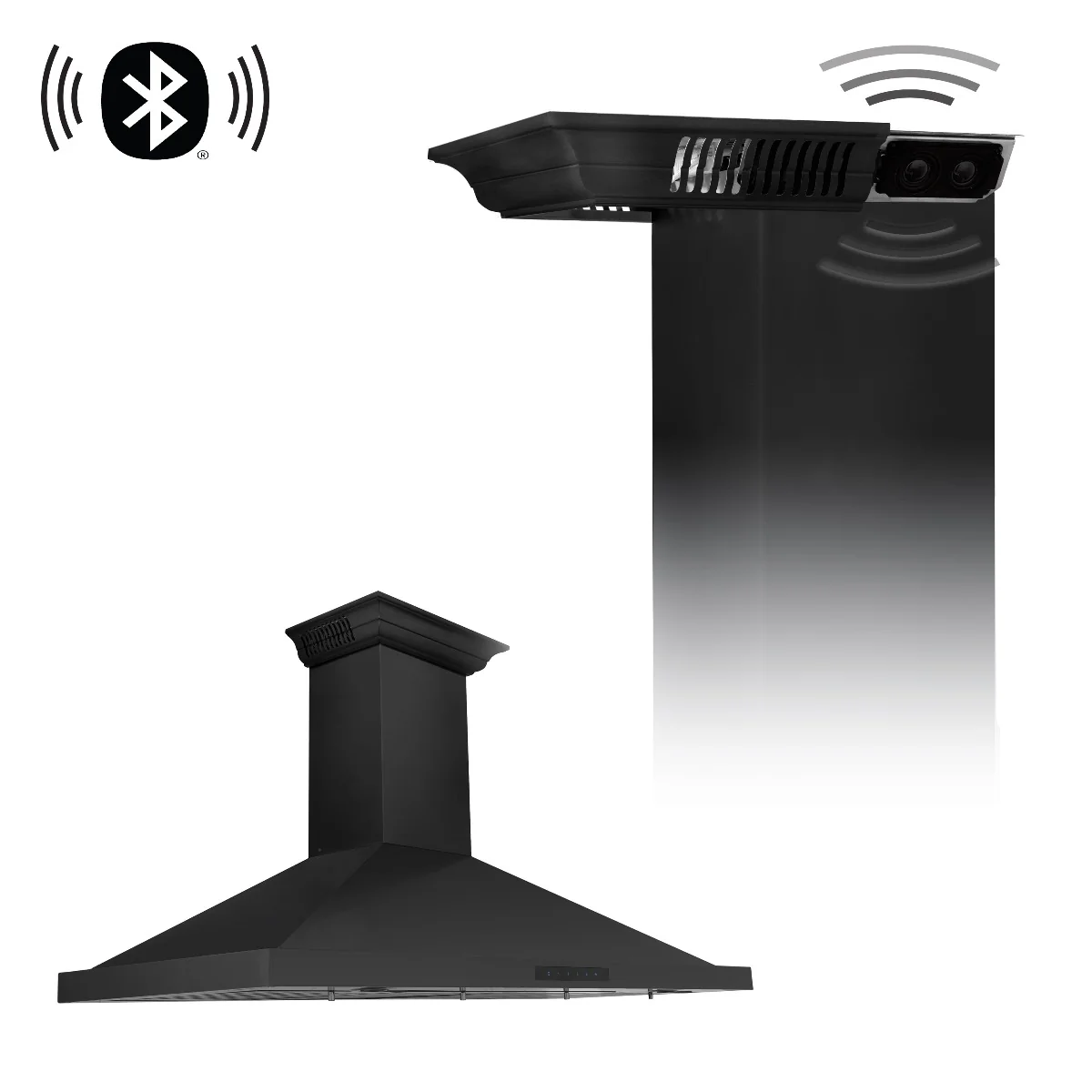 ZLINE 48 in. Black Stainless Steel Indoor Wall Range Hood with BlueTooth Crown Molding, BSKBNCRN-BT-48 - Cheap Abt