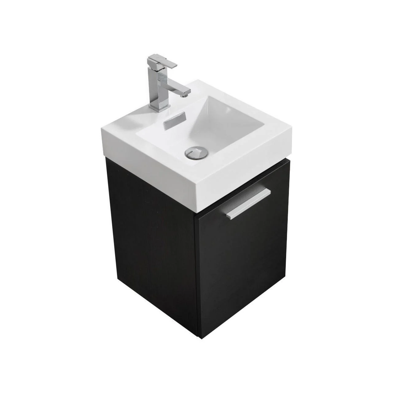 Bliss 16 in. Wall Mount Modern Bathroom Vanity - Black - Cheap Abt