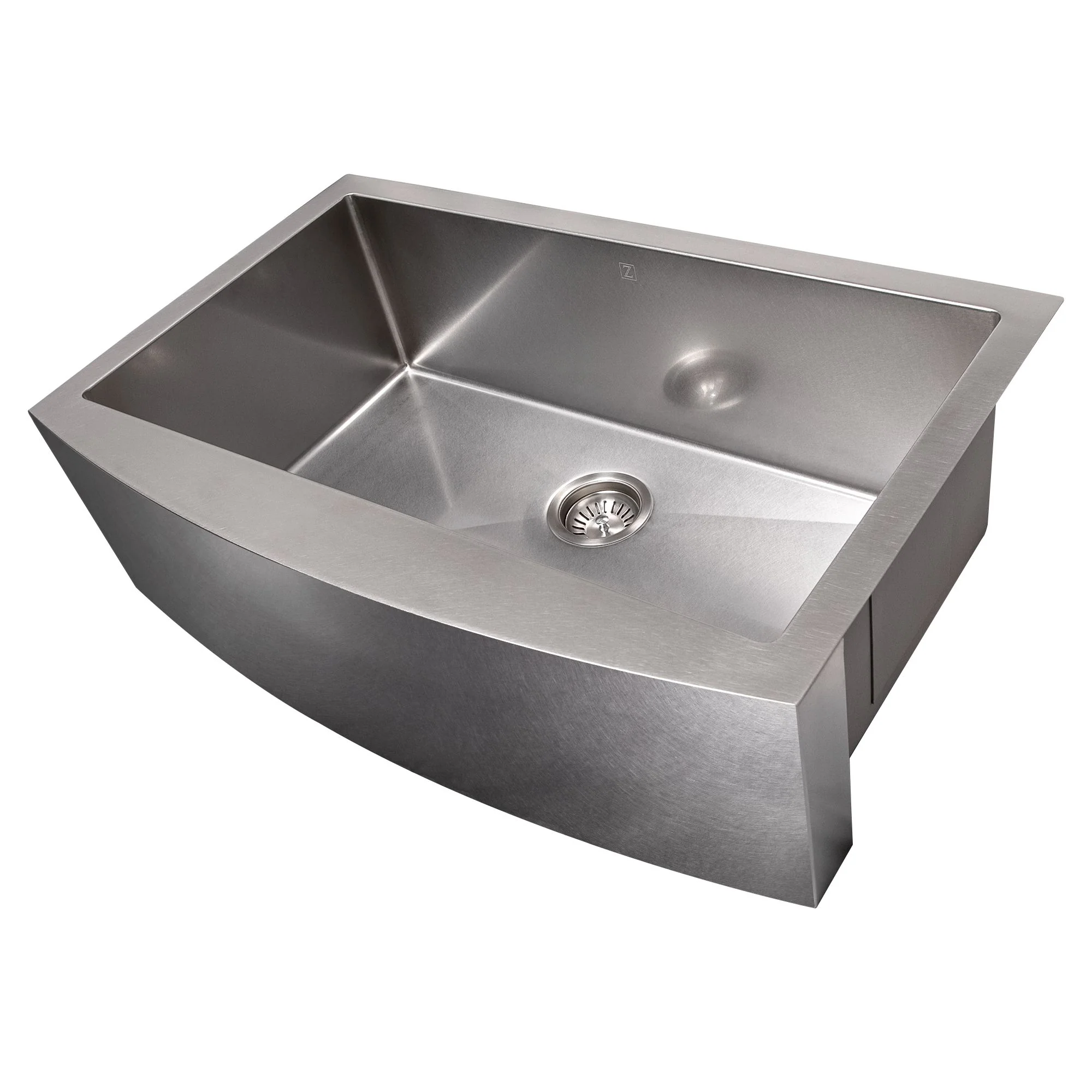 ZLINE 33 in. Vail Farmhouse Apron Mount Single Bowl DuraSnow® Stainless Steel Kitchen Sink with Bottom Grid, SAS-33S - Cheap Abt