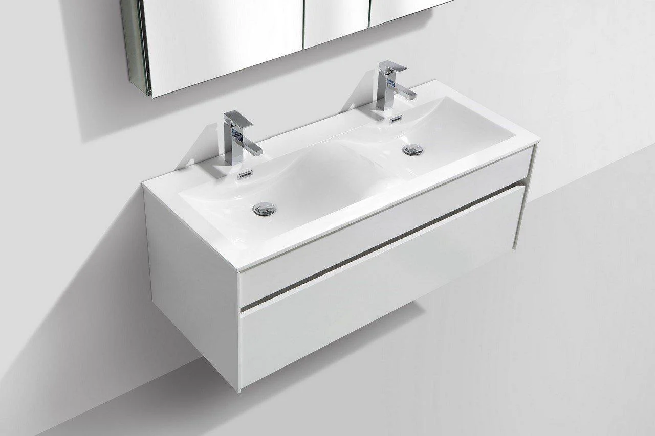 KubeBath Fitto 48 in. Wall Mount Modern Bathroom Vanity - Double Sink - High Gloss White, S1200DGW - Cheap Abt