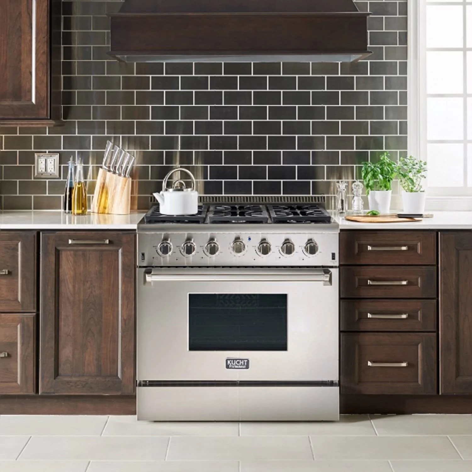 Kucht Professional 36 in. 5.2 cu ft. Natural Gas Range with Silver Knobs, KRG3618U-S - Cheap Abt