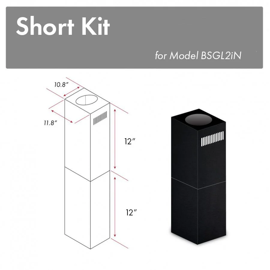 ZLINE 2-12 In. Short Chimney Pieces For 7 Ft. To 8 Ft. Ceilings In Black Stainless (SK-BSGL2iN) - Cheap Abt
