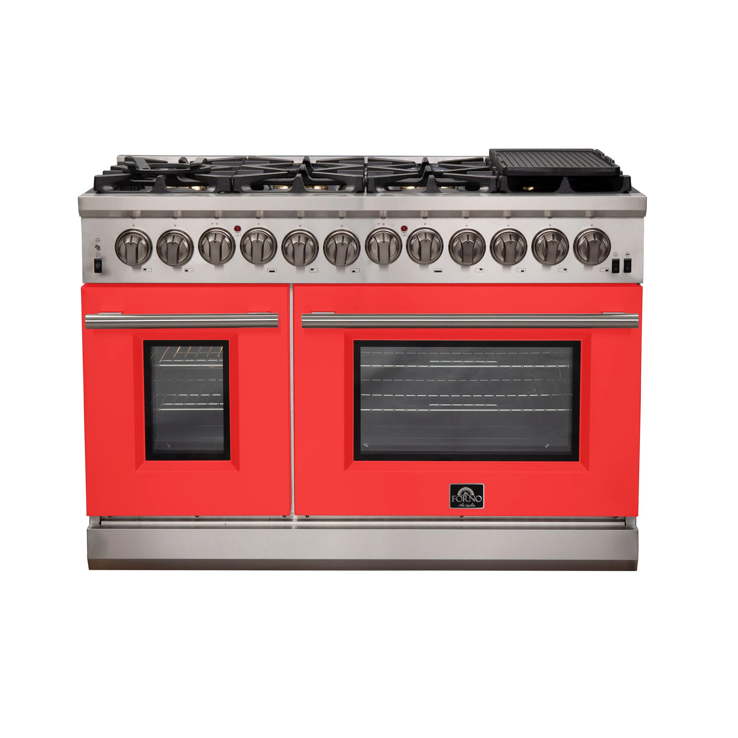Forno 48 Inch Professional Freestanding Dual Fuel Range in Red, FFSGS6187-48RED - Cheap Abt