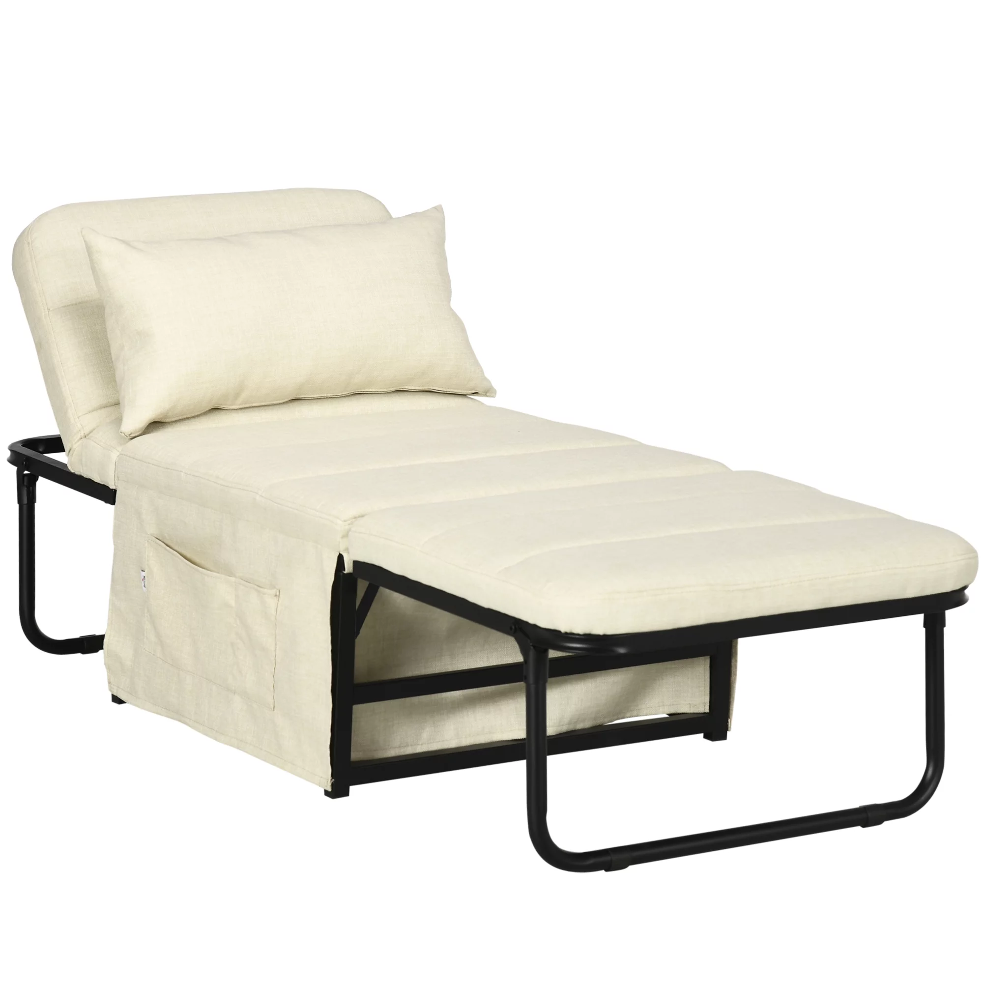 HOMCOM Folding Sofa Bed. Convertible Ottoman Sleeper Chair Bed. Cream - Cheap Abt