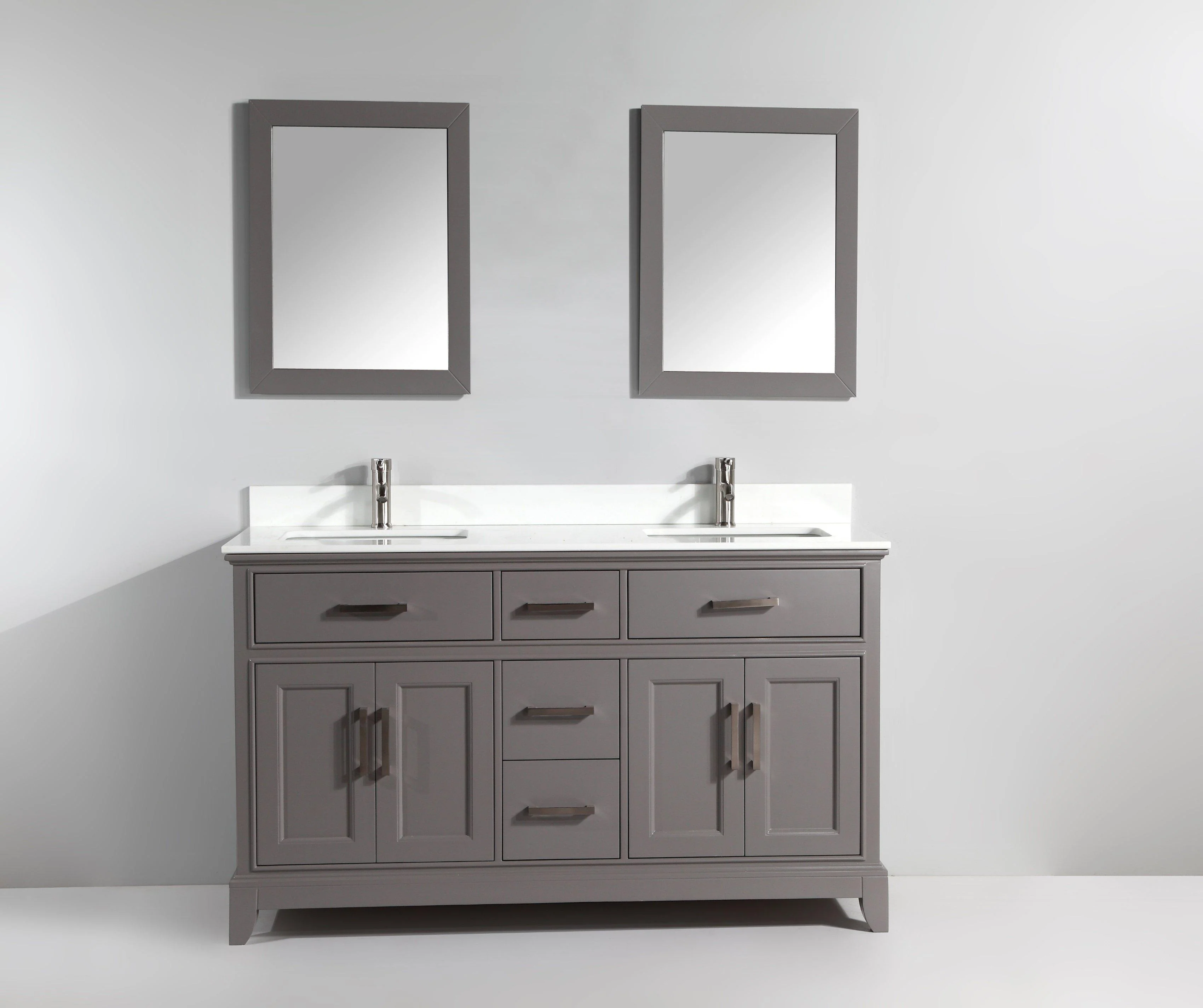 Vanity Art 72 in. Double Sink Vanity & Mirror - Grey, VA1072DG - Cheap Abt