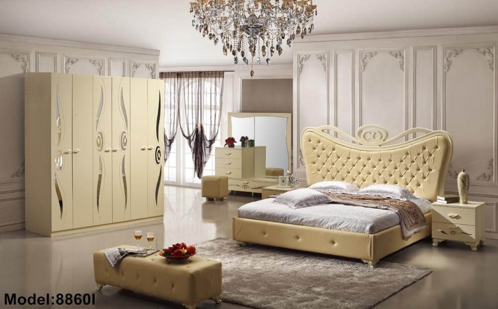 Bedroom Furniture Set, Baroque Nightstand, Bed, Dresser, Bench, - Cheap Abt