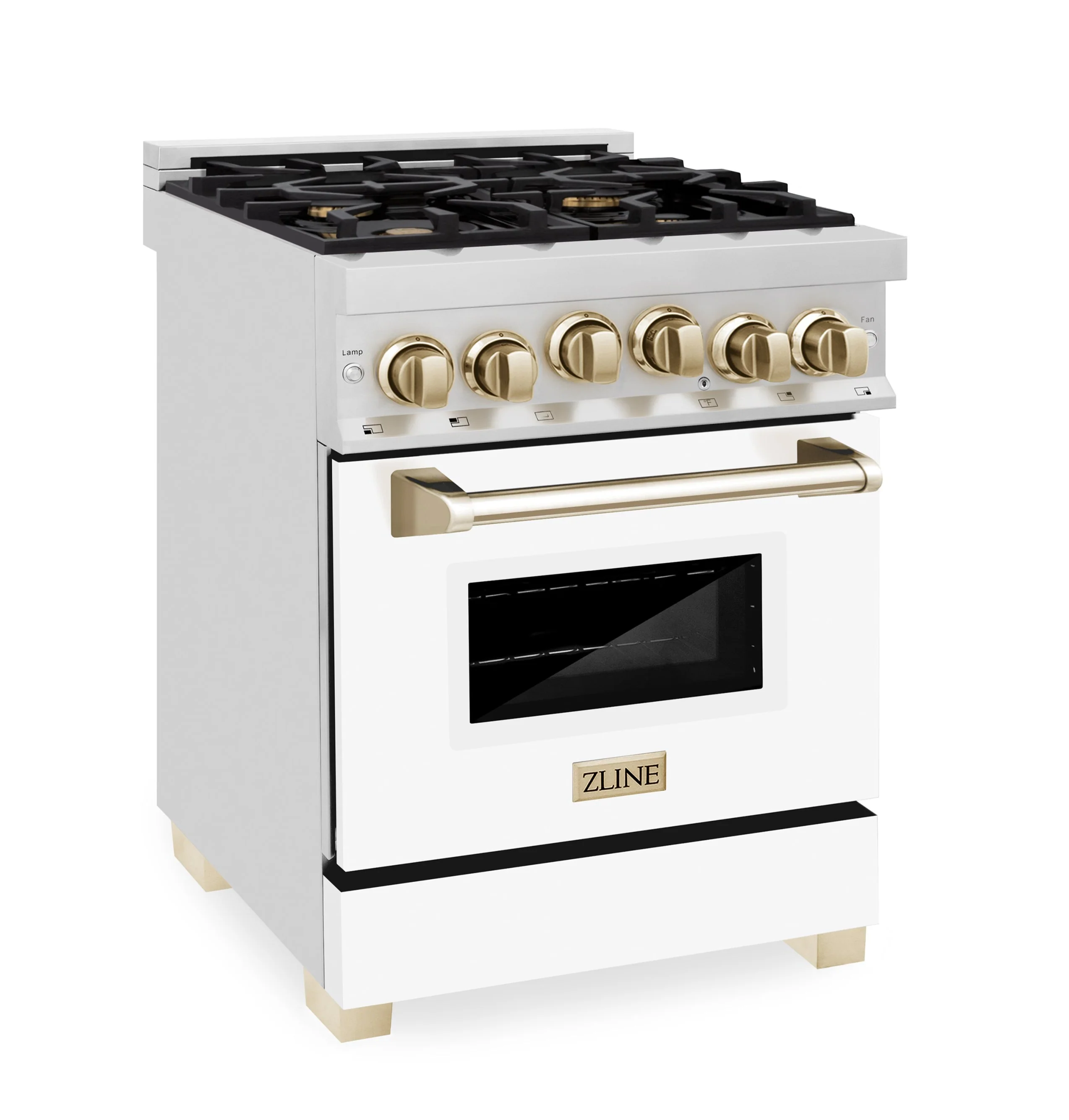 ZLINE Autograph Edition 24 in. Range with Gas Burner and Gas Oven in Stainless Steel with White Matte Door and Gold Accents, RGZ-WM-24-G - Cheap Abt