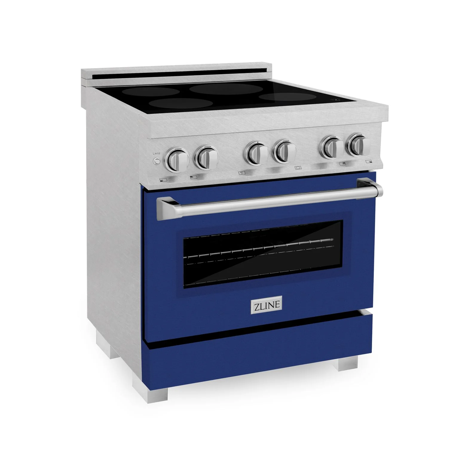 ZLINE 30 In. 4.0 cu. ft. Induction Range with a 4 Element Stove and Electric Oven in Durasnow and Blue Gloss, RAINDS-BG-30 - Cheap Abt