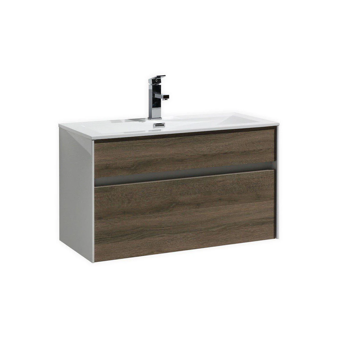 KubeBath Fitto 32 in. Havana Oak Wall Mount Modern Bathroom Vanity, S800CO - Cheap Abt