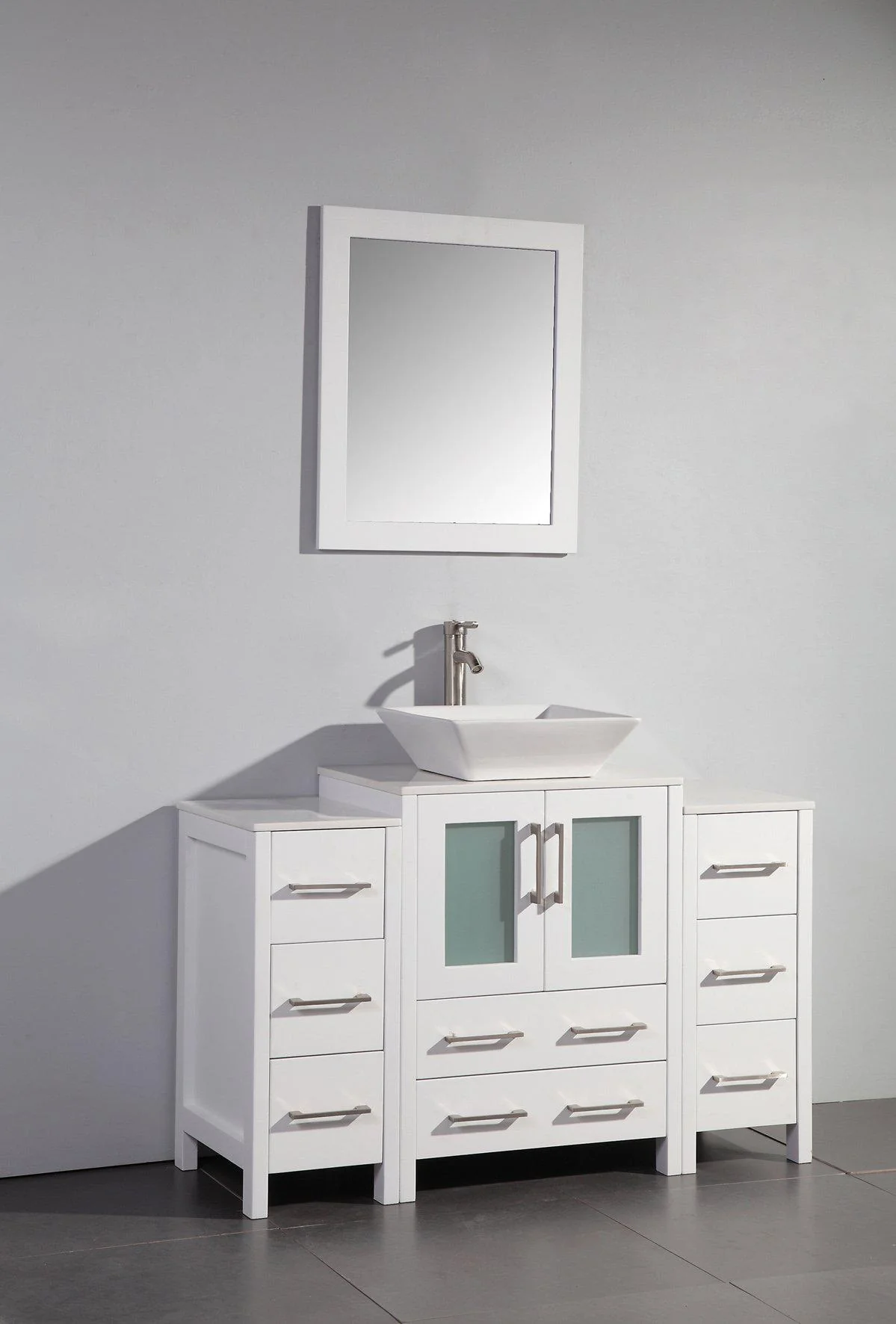 Vanity Art 48 in. Bathroom Vanity in White with Single Basin Vanity Top in White Ceramic and Mirror, VA3124-48W - Cheap Abt