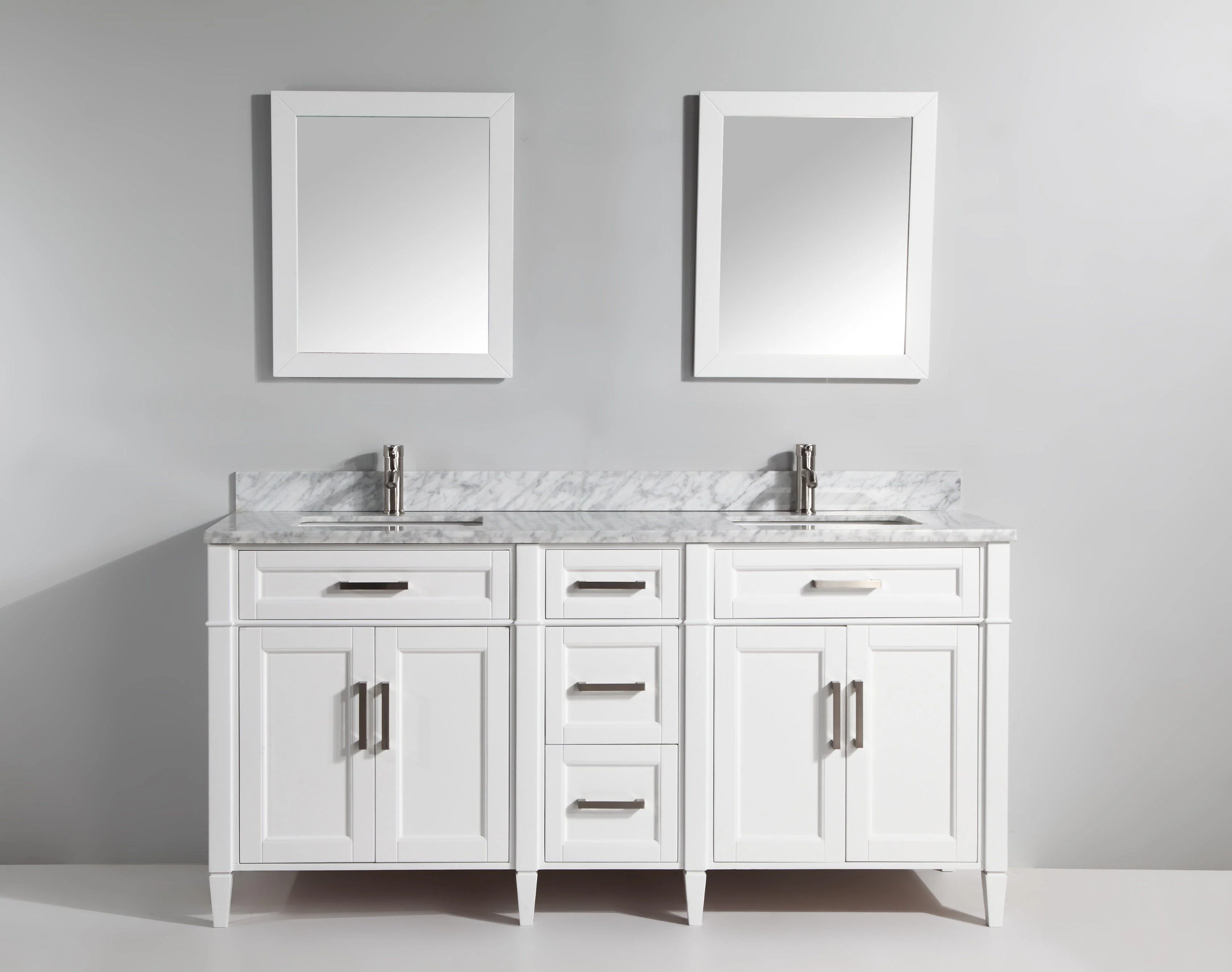 Vanity Art 72 in. Double Sink Vanity in Carrara Marble & Mirror - White, VA2072D-W - Cheap Abt